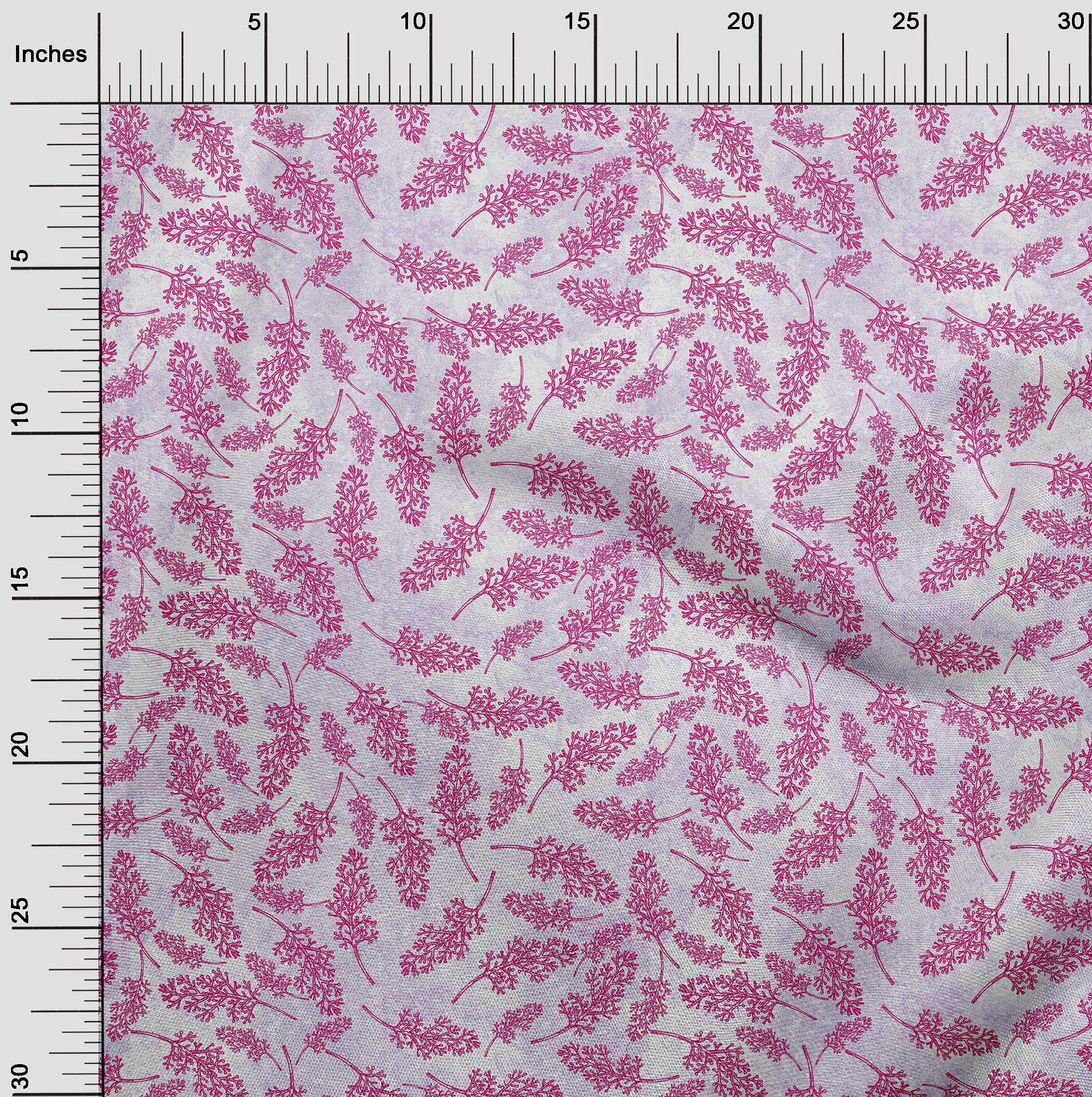 oneOone Polyester Spandex Fuchsia Pink Leaf Print Fabric by The Yard - 56 Inch Wide Dress Material for Summer Dresses, Skirts & DIY Fashion Projects
