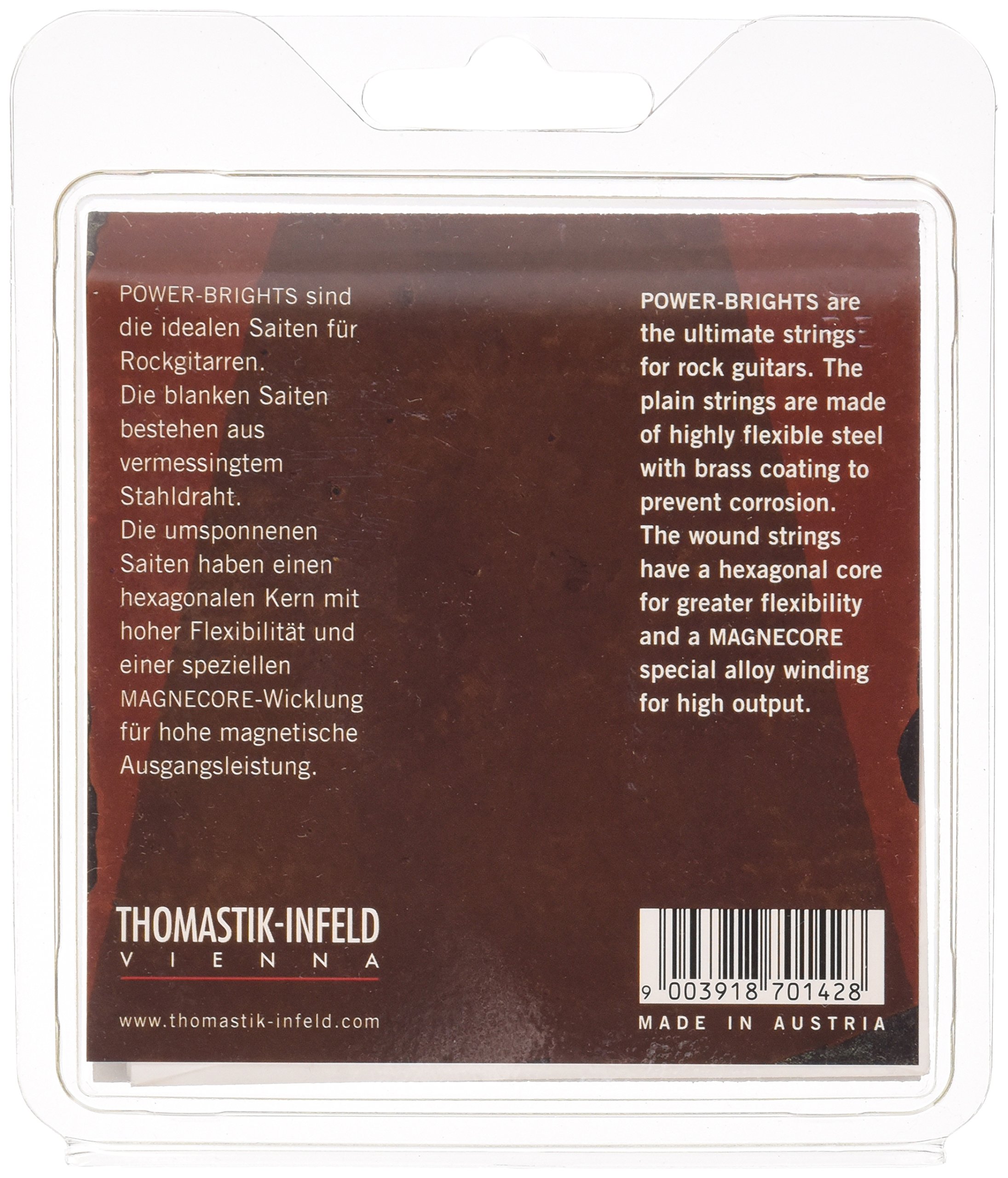 Thomastik-Infeld PB111 Electric Guitar Strings - Power-Brights 6 String Set, Round Wound with Magnecore Technology (E B G D A E) | Perfect for Rock, Blues & Studio Recording