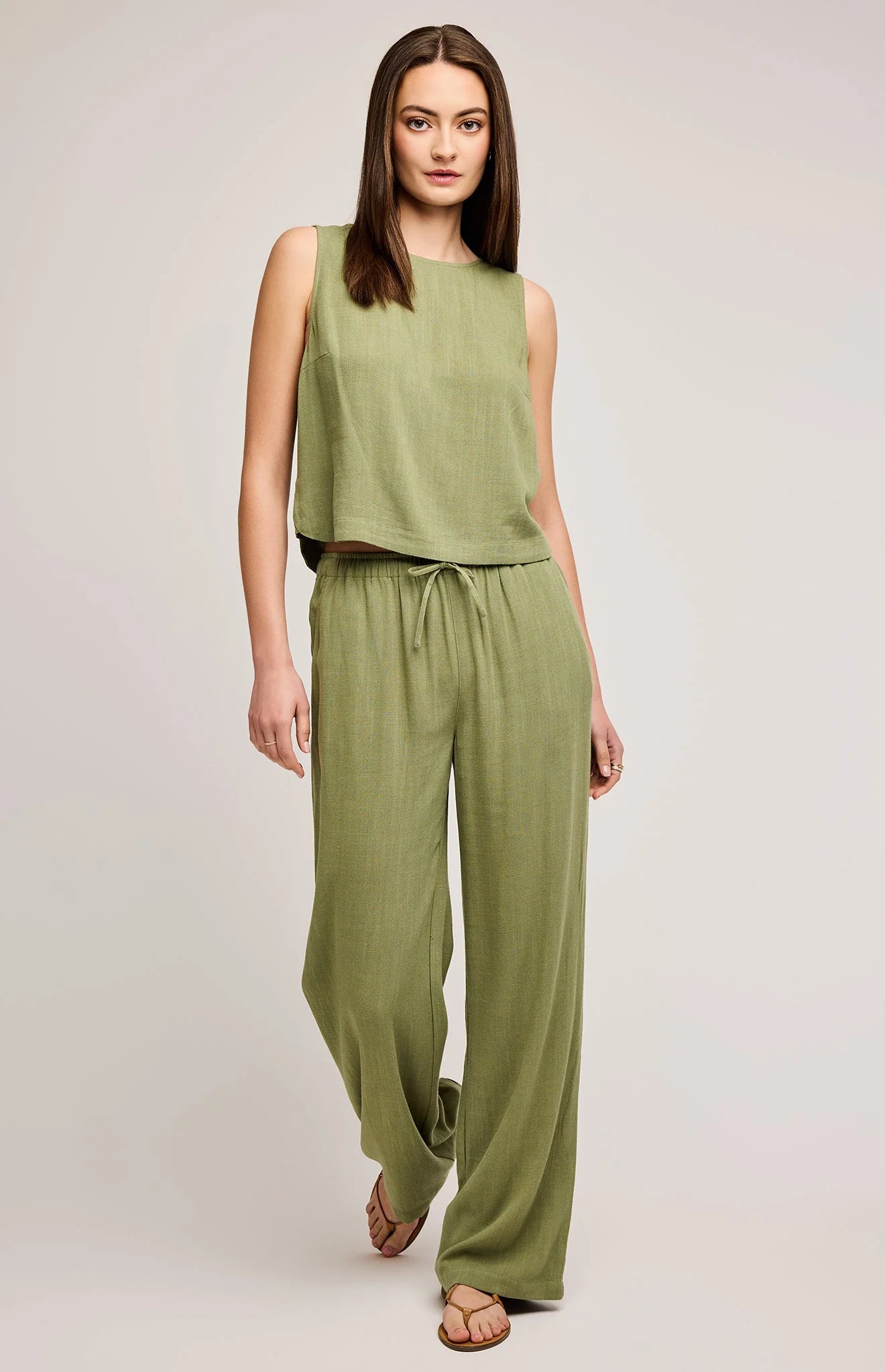 Gentlefawn Finley Women's High Waisted Pants - Soft Stretch Matcha Green Casual Trousers for Work, Travel & Everyday Wear