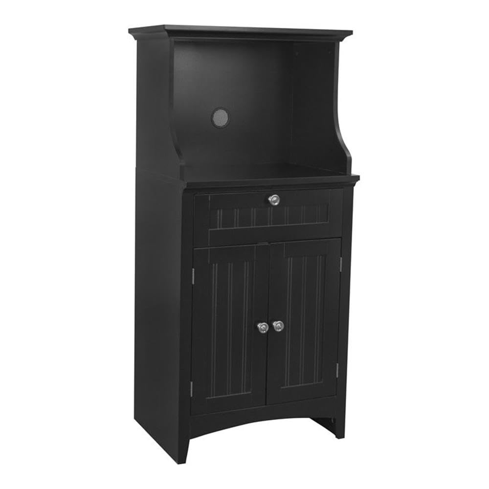Black Microwave & Coffee Maker Utility Cabinet with Drawer - Compact Storage Solution for Home & Office - Perfect for Small Spaces, Kitchens, Break Rooms & Dorm Rooms