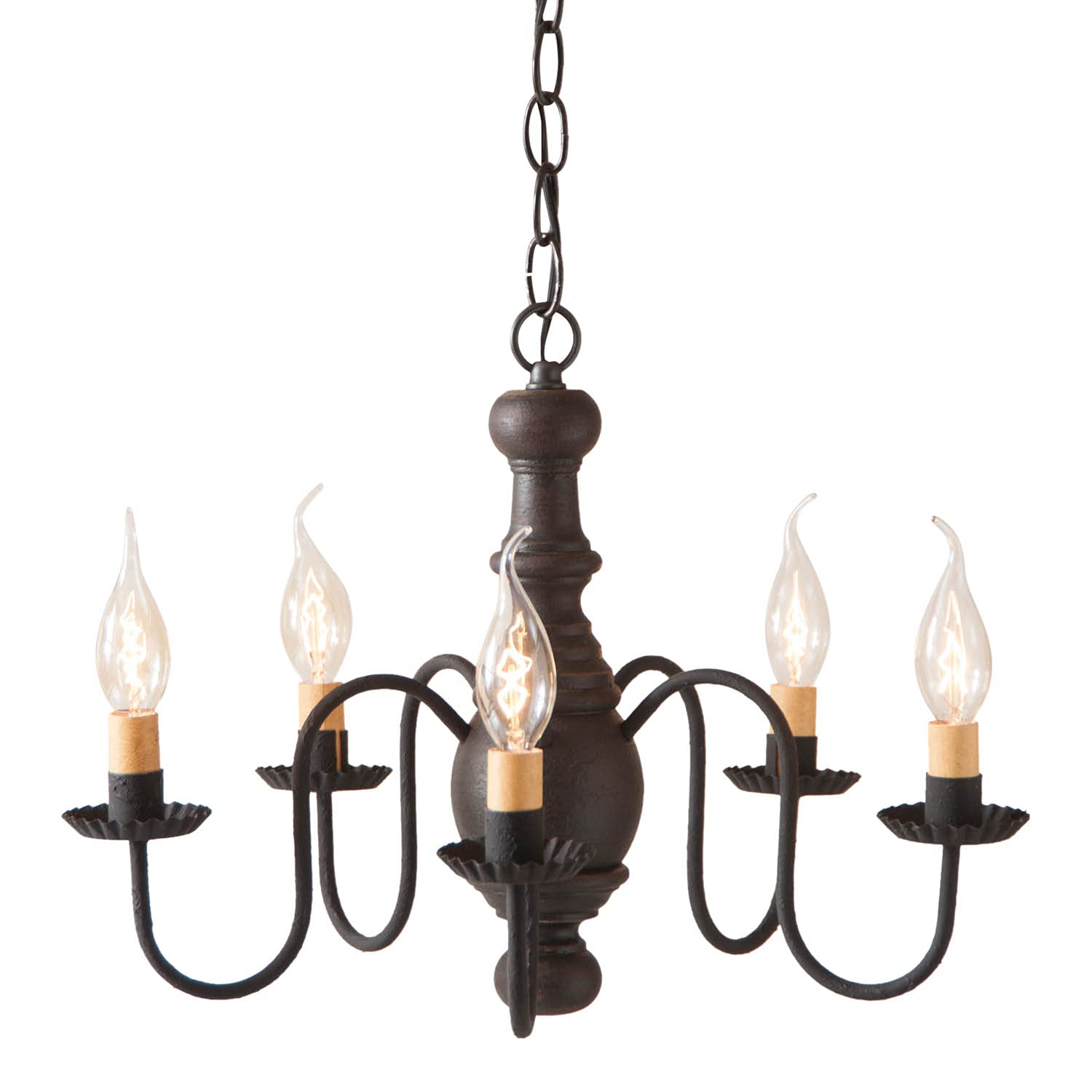 5-Arm Lancaster Wood Dining Room Chandelier - 17