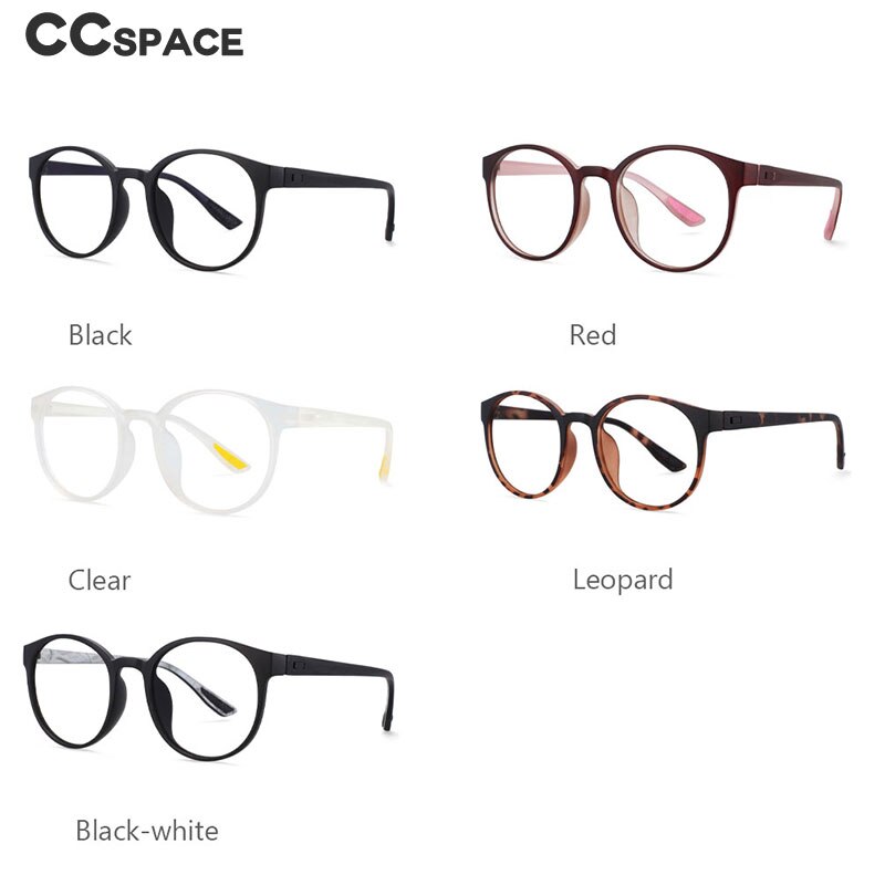 CCspace Unisex Full Rim Round TR90 Titanium Frame Eyeglasses 54168 - Lightweight & Durable Glasses for Work, Reading & Everyday Wear