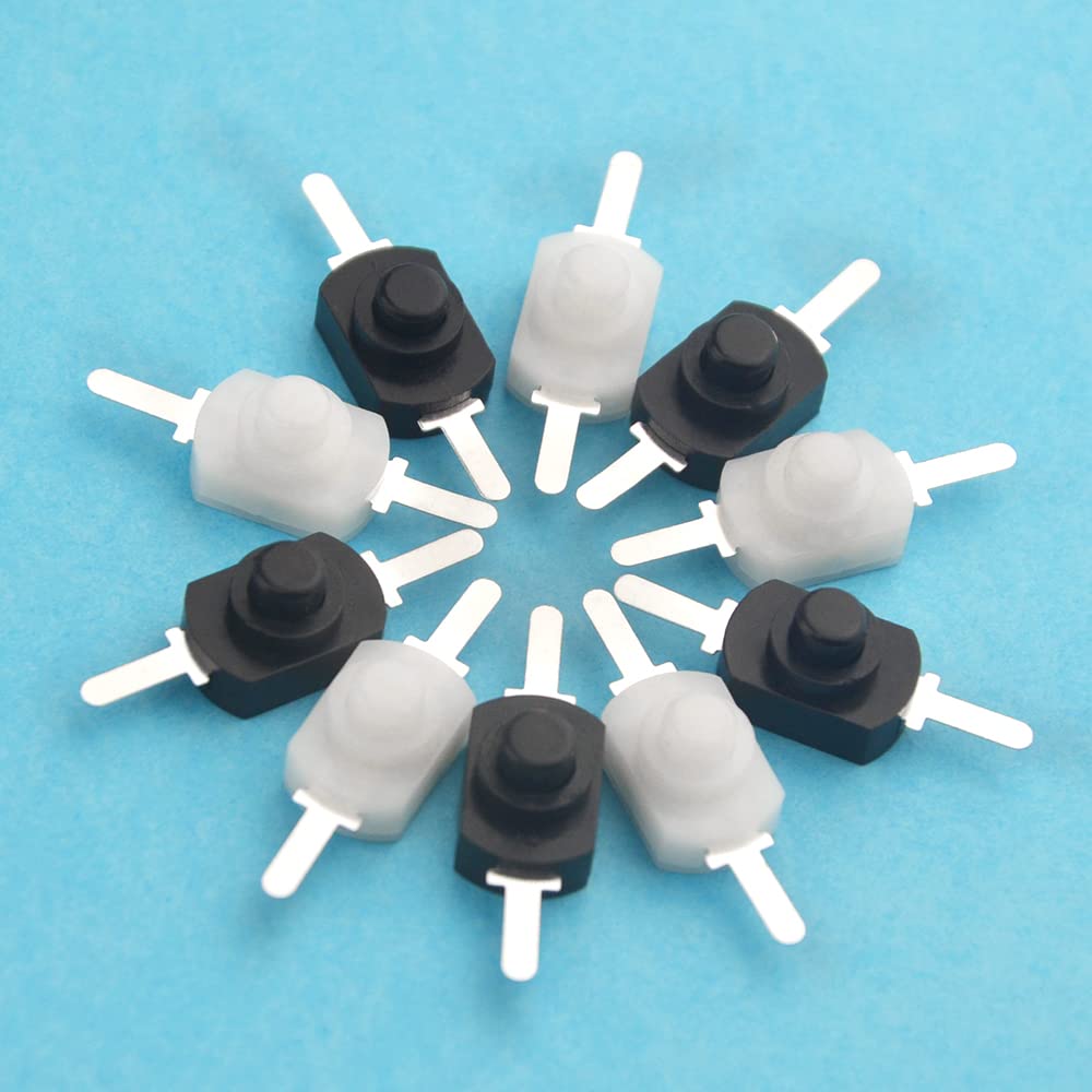 WMYCONGCONG 40 PCS Latching Push Button Switch - DC 30V 1A Self-Locking Mini On/Off Switch for Flashlights, Lamps & DIY Projects (White & Black) - Perfect for Home, Workshop & Electrical Repairs