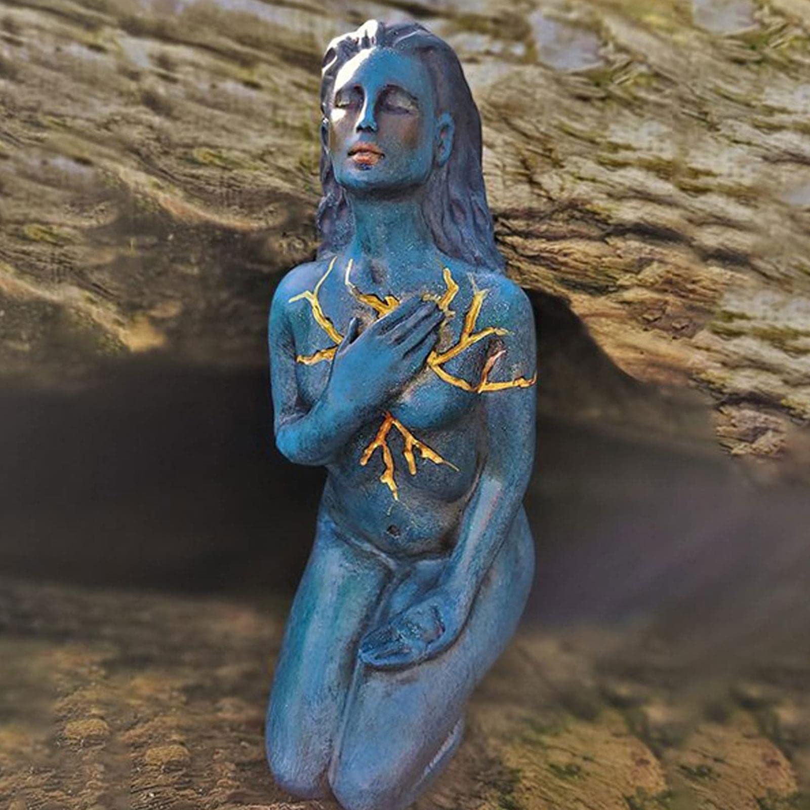 Goddess Sculpture for Self-Love & Healing - Handcrafted Jinjin Wood Statue, Meditation Altar Decor, Yoga Room Centerpiece, Spiritual Gift