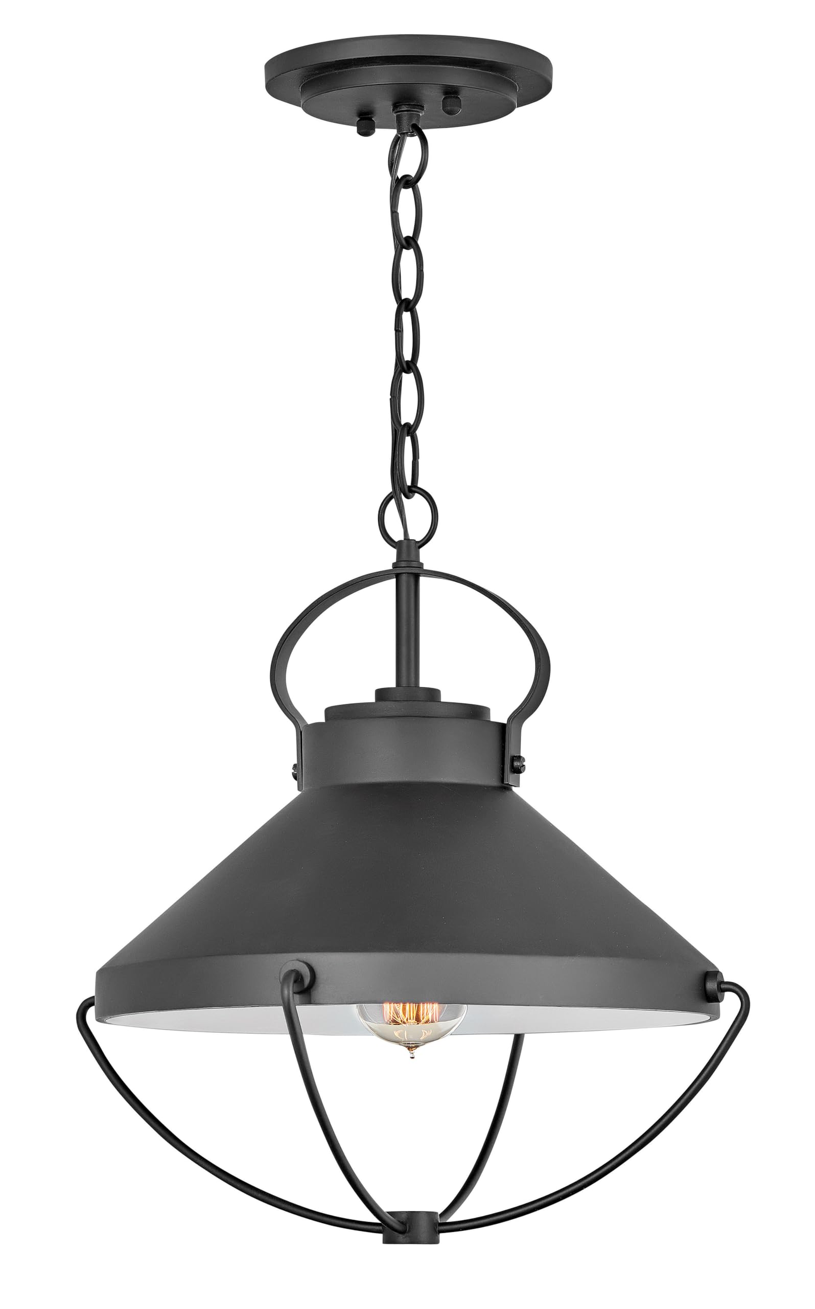 Hinkley Crew Collection Black One Light Outdoor Medium Hanging Lantern - Perfect for Porch, Patio, and Garden Lighting