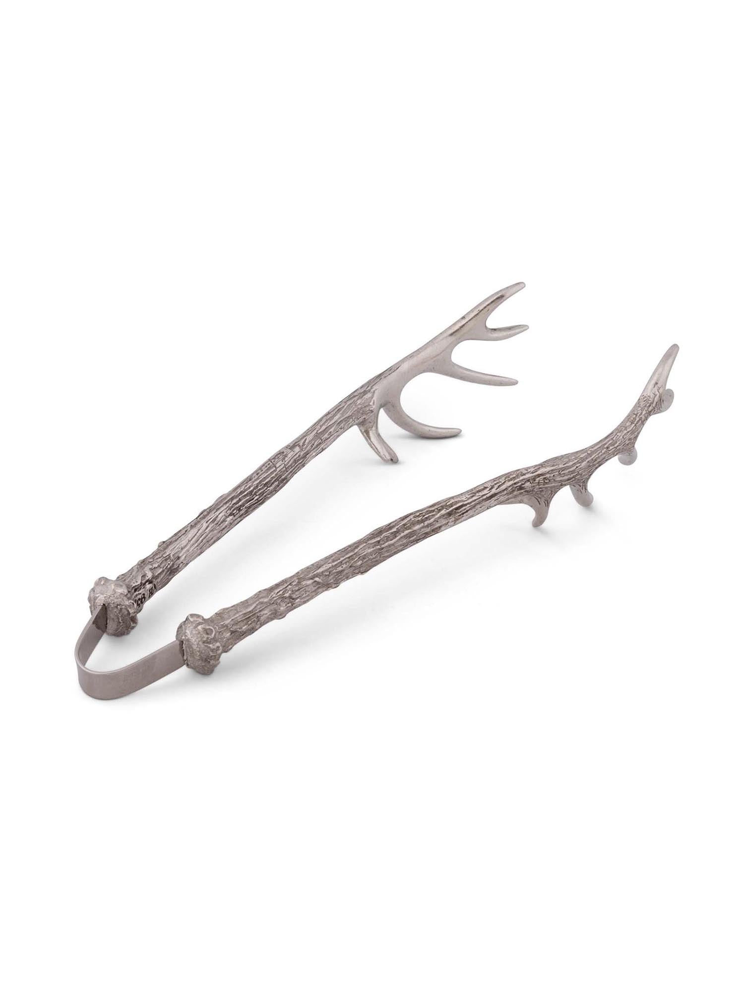 Premium Pewter Antler Ice Tongs - Elegant Barware for Cocktails & Whiskey - Perfect for Home Bars, Parties & Gifts