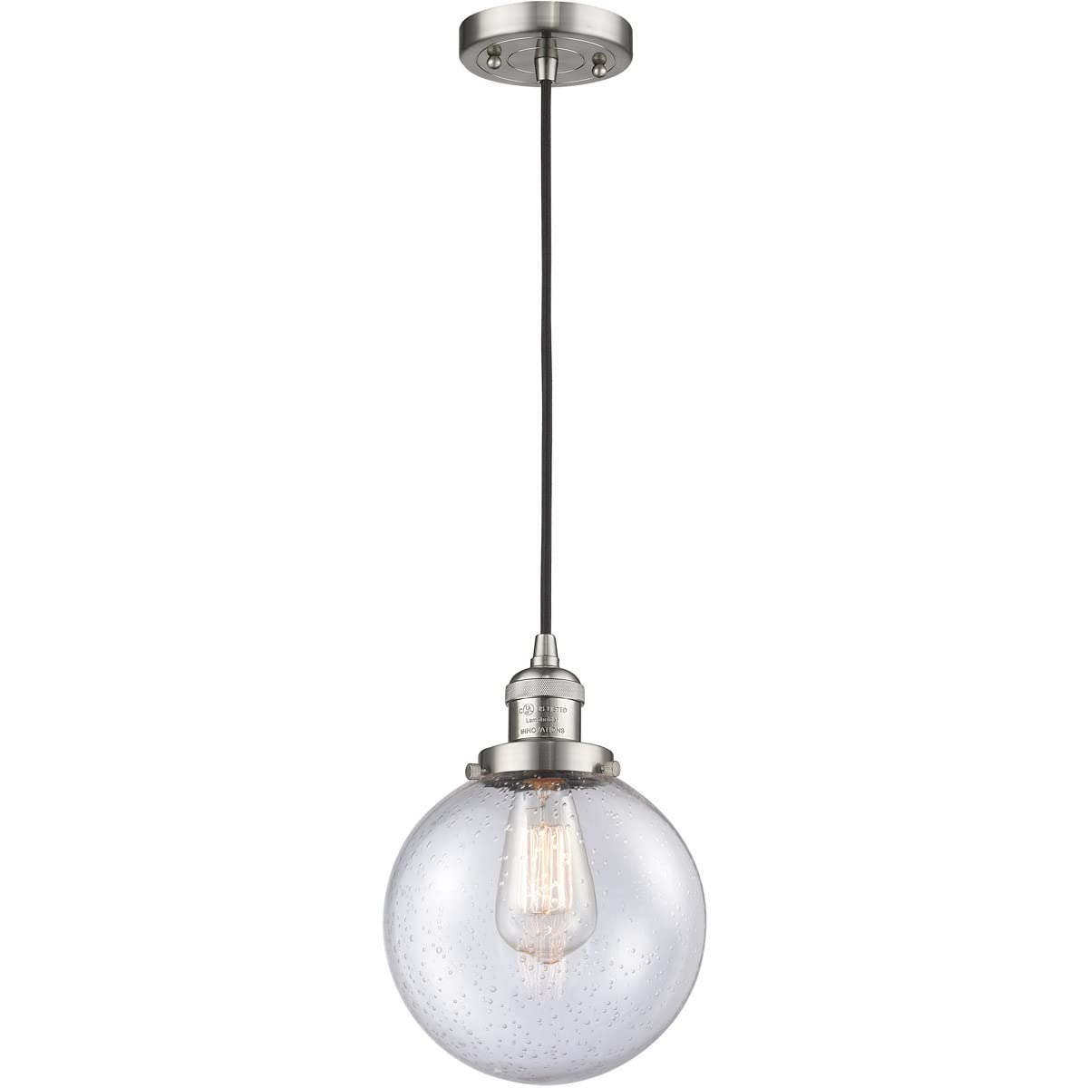 Innovations 201C-SN-G204-8-LED Brushed Satin Nickel Mini Pendant Light - Modern LED Ceiling Fixture for Kitchen Island, Dining Room & Bedroom Lighting