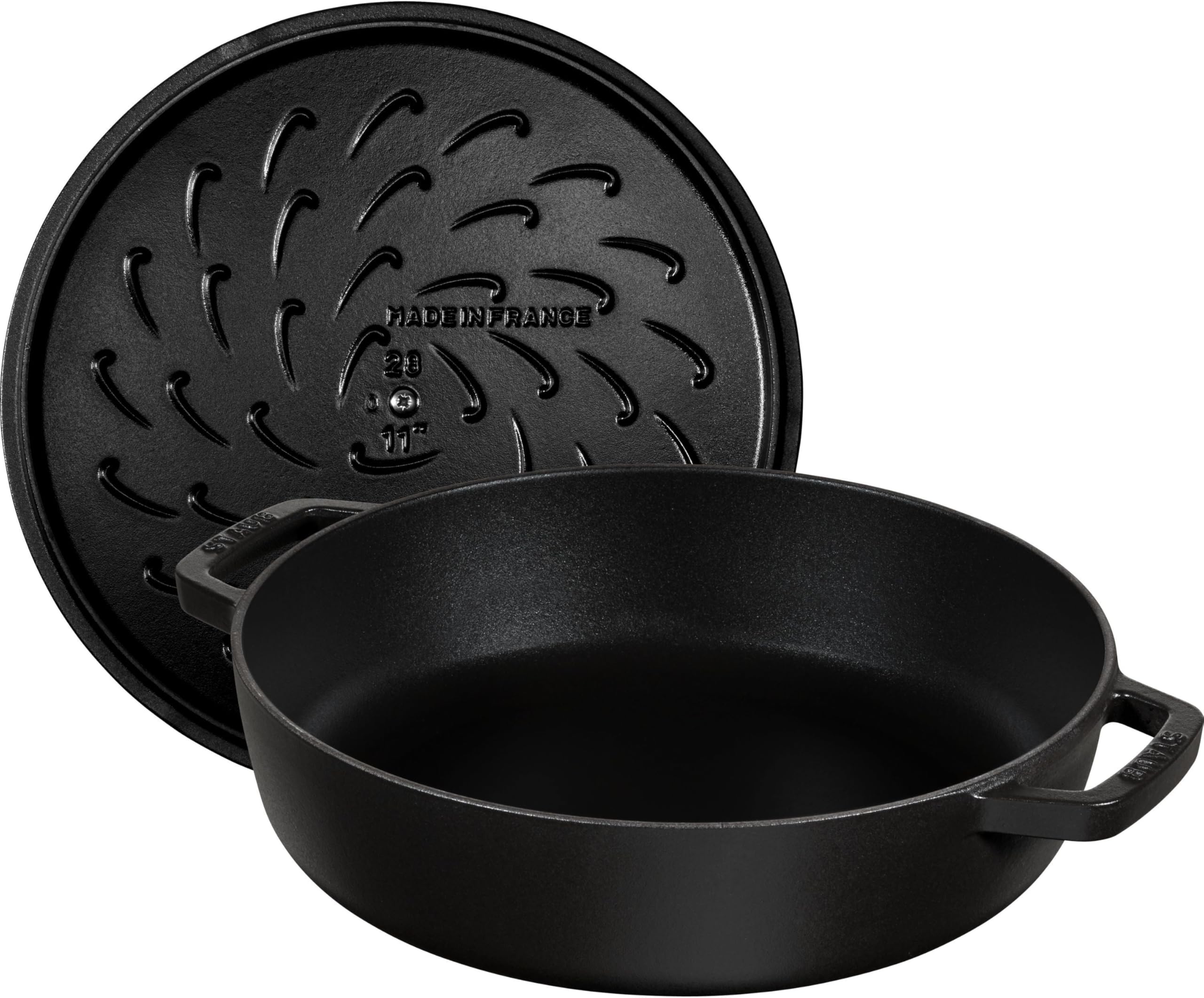 Staub 40511 473/0 Chistera Black 24 cm Cast Iron Dutch Oven – Perfect for Braising, Stewing & Baking at Home
