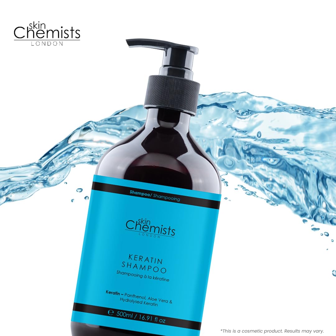 skinChemists Keratin Clarifying Shampoo for Damaged Hair - Sulfate-Free Hair Repair Treatment for Dry, Frizzy Hair - Salon-Quality Deep Cleansing & Hydration for Smooth, Shiny Hair at Home