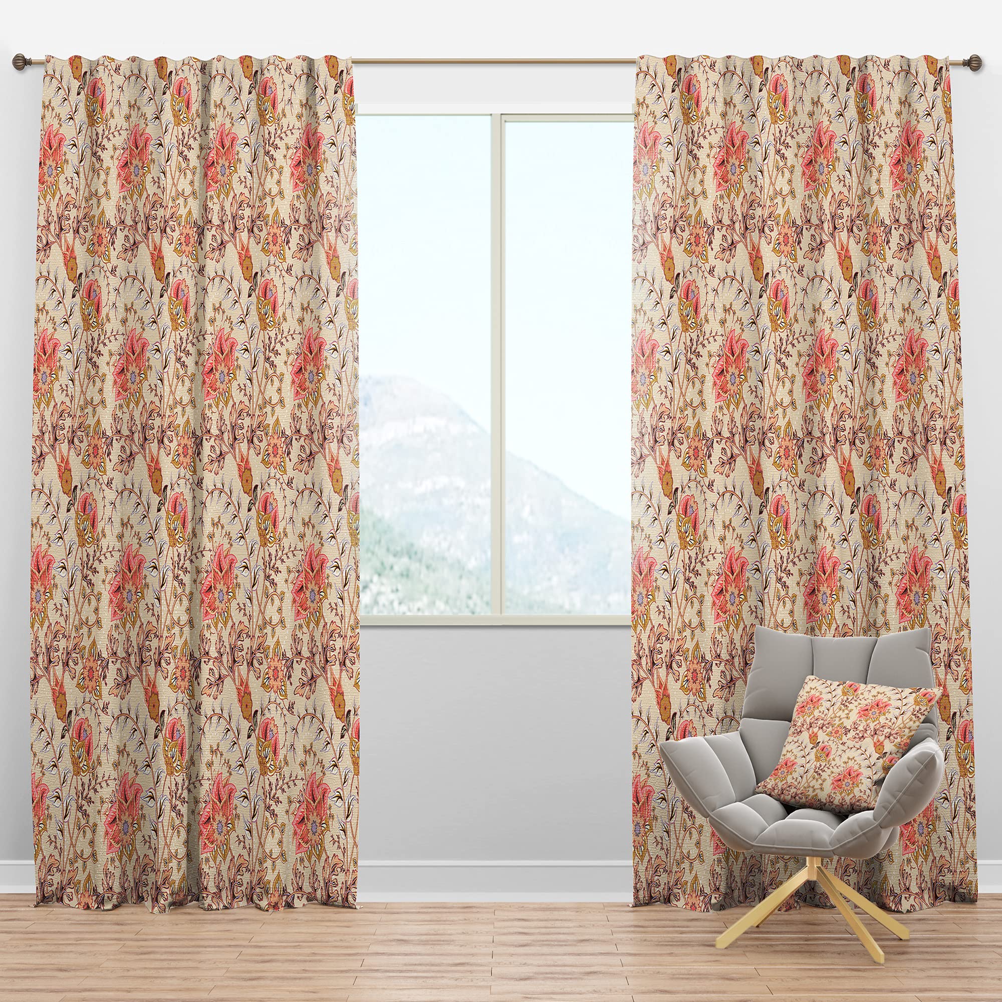 DesignQ Blackout Curtains - Thermal Insulated Oriental Floral Paisley Pattern for Bedroom & Living Room - Single Panel 52x95 Inches - Perfect for Light Blocking, Privacy & Temperature Control