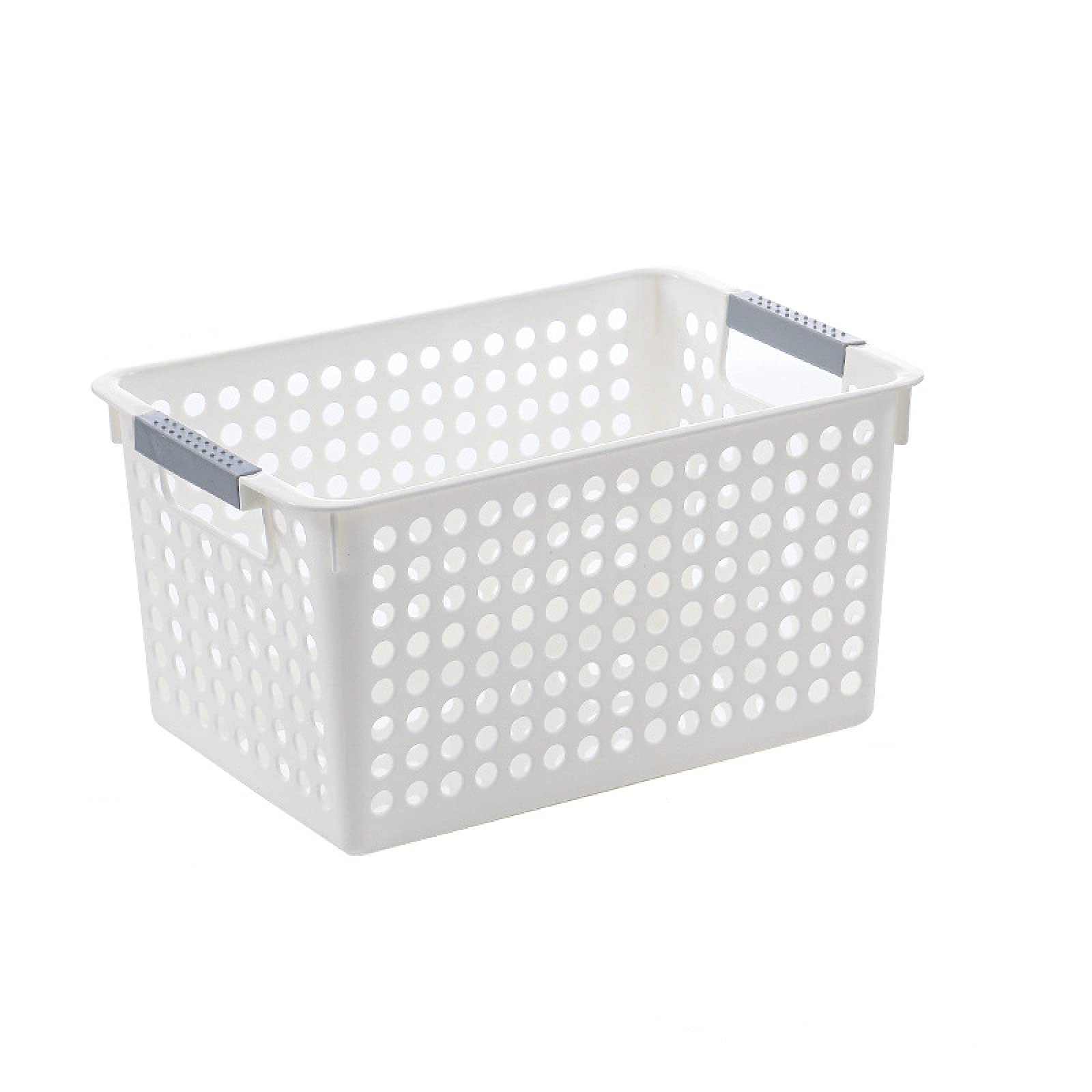 Modern Plastic Storage Basket - White 23x15.5x14cm | Multi-Purpose Organizer for Clothes, Toys, Snacks & Home Office | Space-Saving Household Storage Solution for Bedroom, Kids Room & Workspace