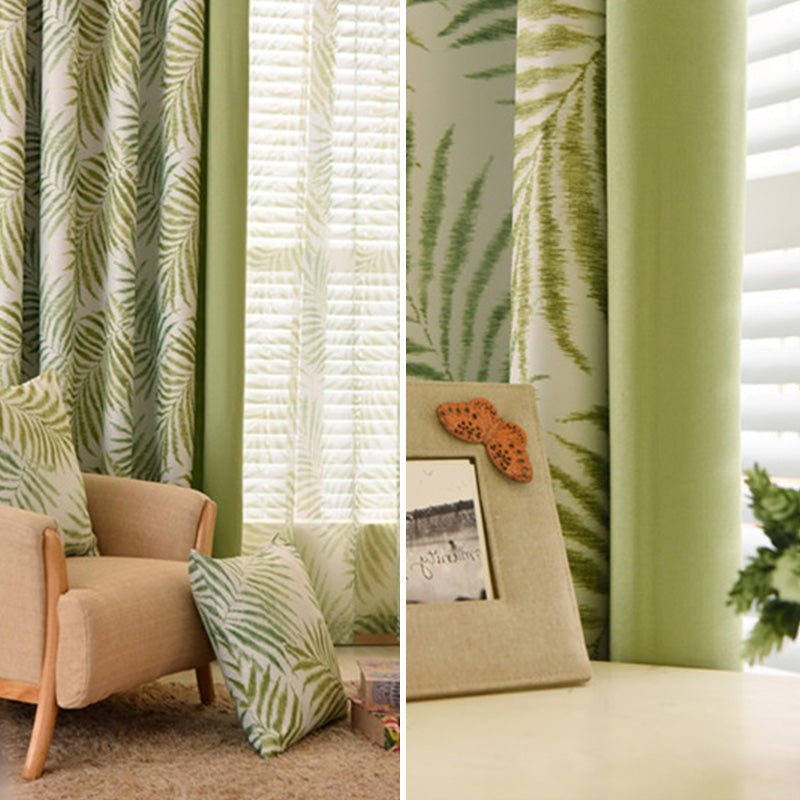 Valerie Color Blocking Rustic Botanical Blackout Custom Curtains - Thermal Insulated Window Drapes for Living Room, Bedroom & Nursery