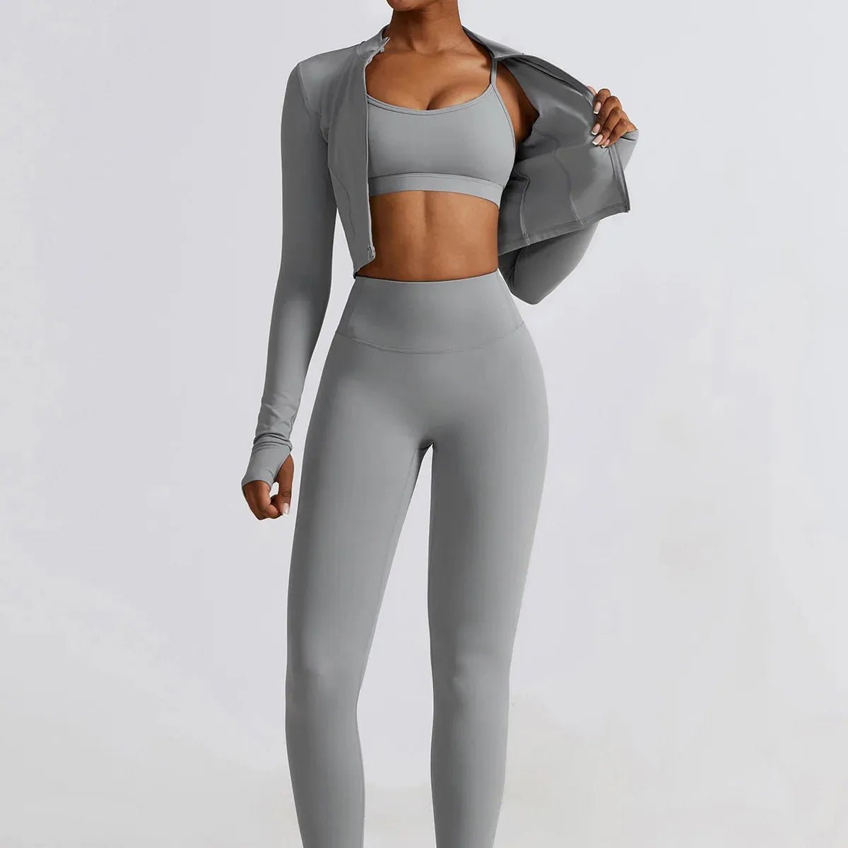 2/3PC Women's Seamless Long Sleeve Yoga Set - High Waist Workout Leggings & Sportswear Gym Clothing for Yoga, Running, Fitness & Lounge Wear