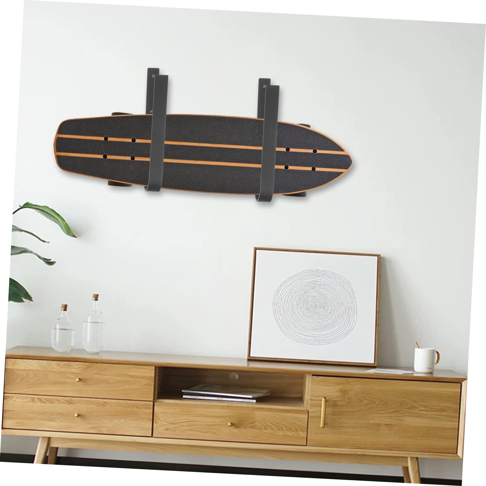 PRETYZOOM 2-Pack Heavy Duty Skateboard Wall Mount Hooks - Durable Metal Snowboard Storage Rack for Ski & Skateboard Organization - Space Saving Indoor Sports Gear Hanger for Garage, Bedroom & Playroom