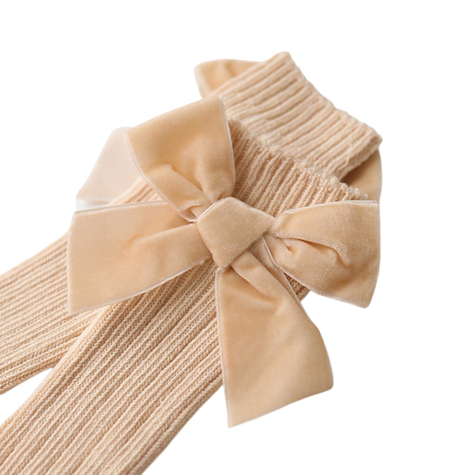 Kayotuas Baby Girls Knee High Socks with Bows - Ribbed Knit Long Tube Ruffled Stockings for Infant & Toddler - Perfect for School Uniforms, Dress Up & Special Occasions