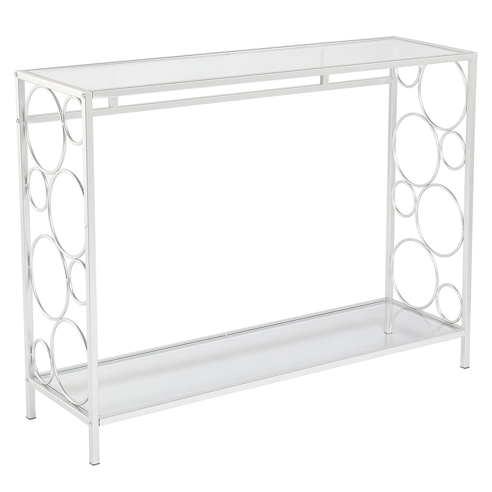 WiCCI GT6-ZJ Tempered Glass Round Console Table - Durable & Stylish for Entryway, Hallway, or Living Room Display