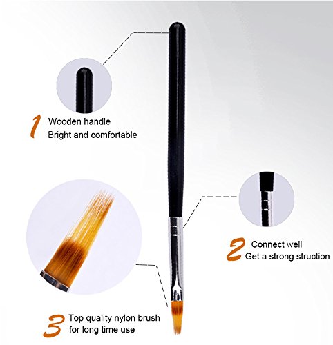 WOKOTO Black Wood Handle Ombre Brush for Acrylic & Gel Nails - Professional Manicure Tool for Gradient & UV Gel Nail Art - Perfect for Salon & Home Nail Designs