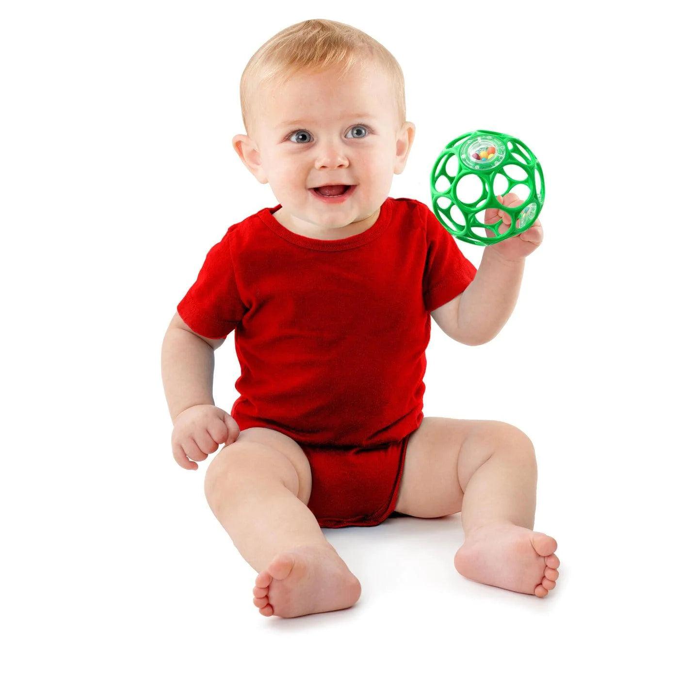 Bright Starts Oball 4 Rattle - Easy-Grip Baby Toy with Colorful Beads (Single Pack) - Perfect for Infant Sensory Play & Early Development