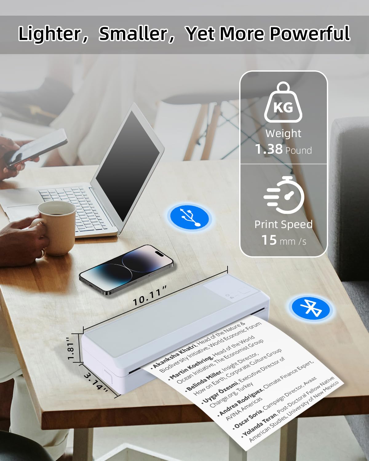 Portable Bluetooth Thermal Printer - Wireless Mini Printer for Android & iOS, Compatible with PC, Supports Multi-Size Thermal Paper (300DPI Inkless) - Perfect for Travel, Office, School, Receipt Printing, Label Making & Home Organization