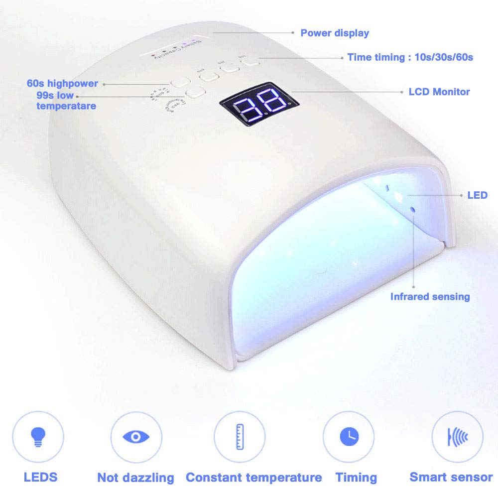 48W Cordless LED Nail Lamp - Rechargeable Professional UV/LED Nail Dryer for Gel Polish, Fast Curing Nail Light for Home & Salon Use | Perfect for Manicures, Pedicures & Nail Art Designs