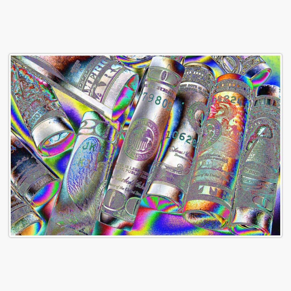 Pop Art Rolled Dollar Bills Vinyl Waterproof Sticker - 5