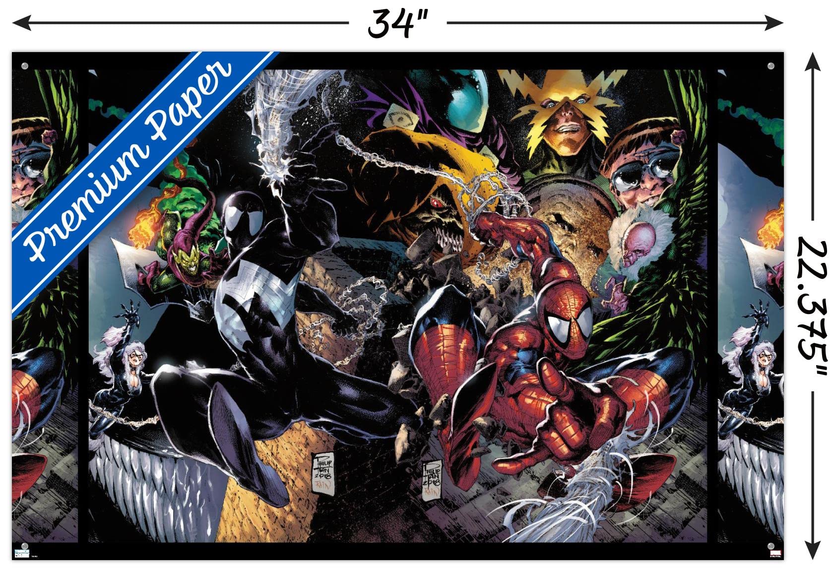 Marvel Comics Spider-Man Amazing Spider-Man #4 Wall Poster with Push Pins - Superhero Room Decor for Bedroom, Office & Game Room