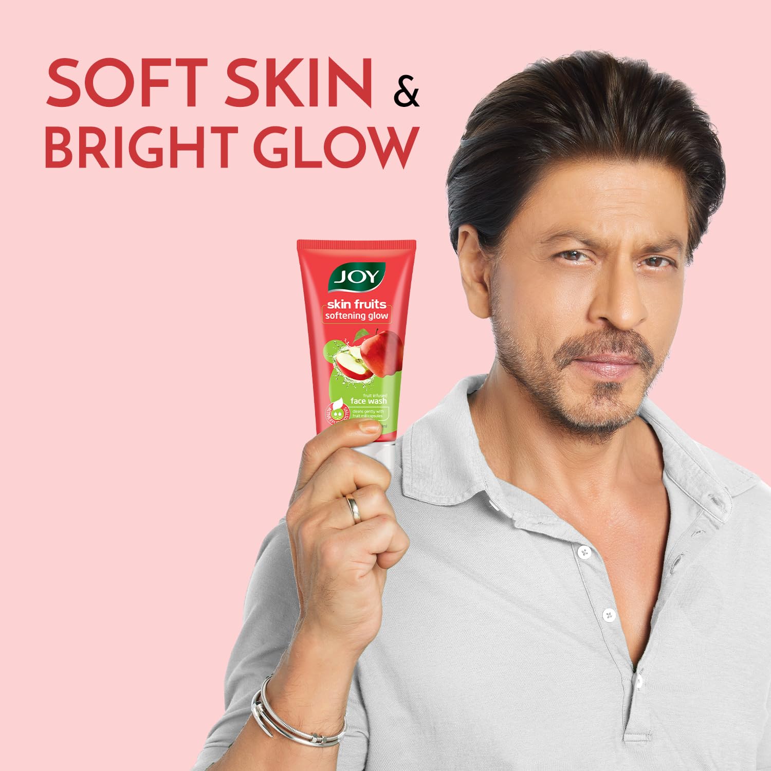 Joy Skin Fruits Softening Glow Apple Face Wash - Deep Cleansing & Hydrating Facial Cleanser for All Skin Types (150ml) - Gentle Exfoliation for Daily Skincare Routine & Glowing Complexion