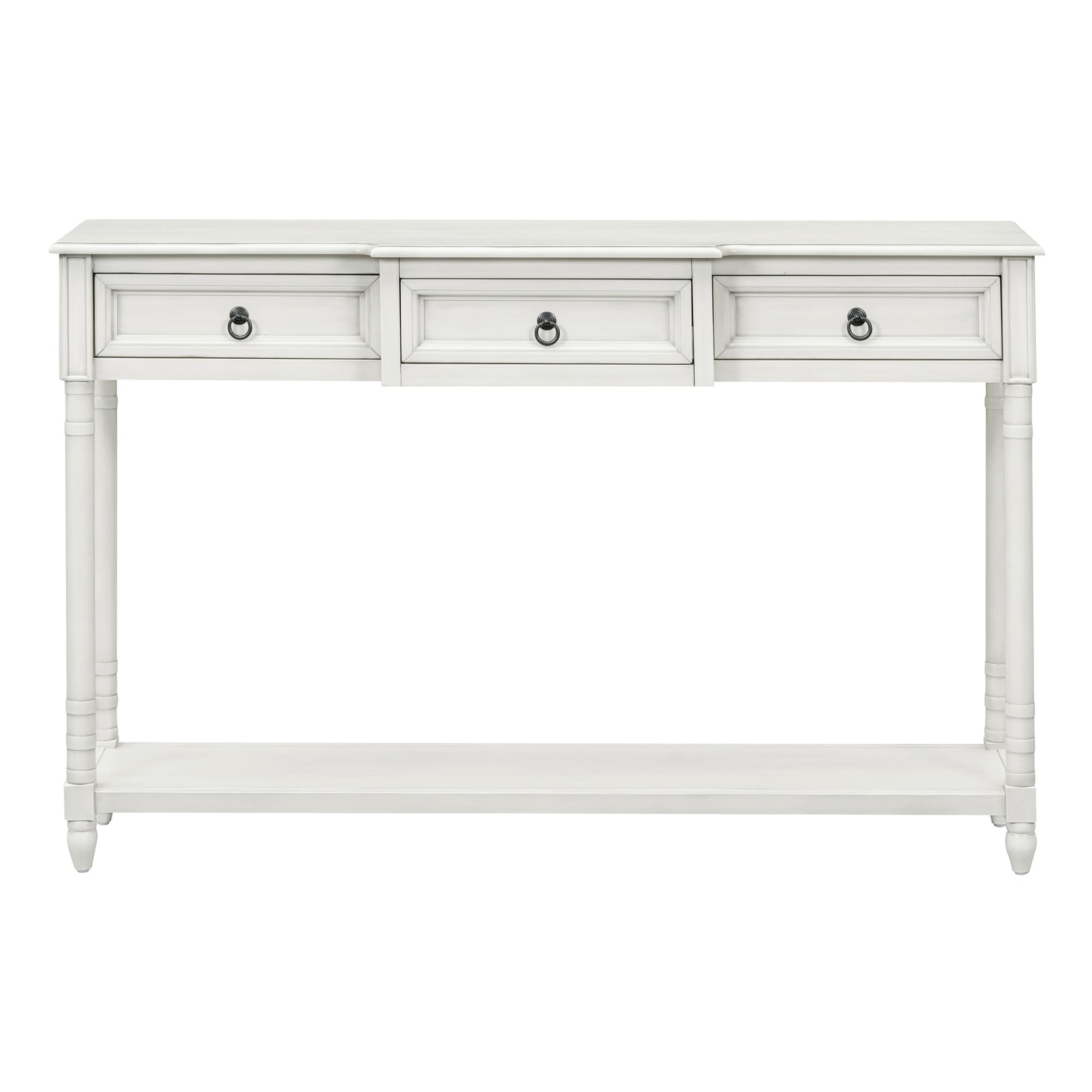 Merax Antique White Console Table with Drawers & Long Shelf - Entryway Sofa Table, Hallway Sideboard for Living Room, Bedroom & Office Organization