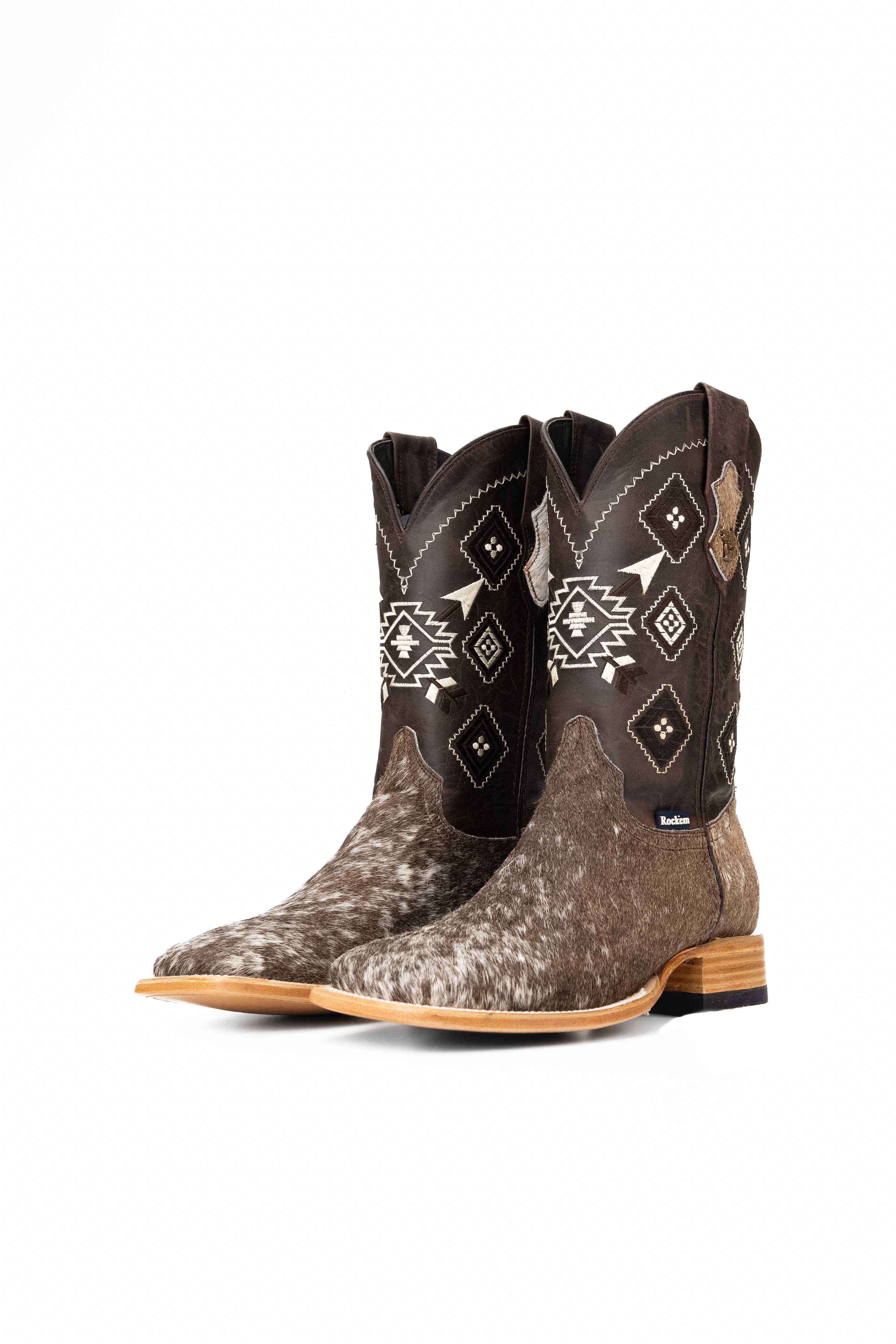 Authentic Men's Cowhide Square Toe Cowboy Boots - Size 10 Western Boots for Country Style & Rodeo Events - Perfect for Line Dancing, Horseback Riding & Outdoor Adventures