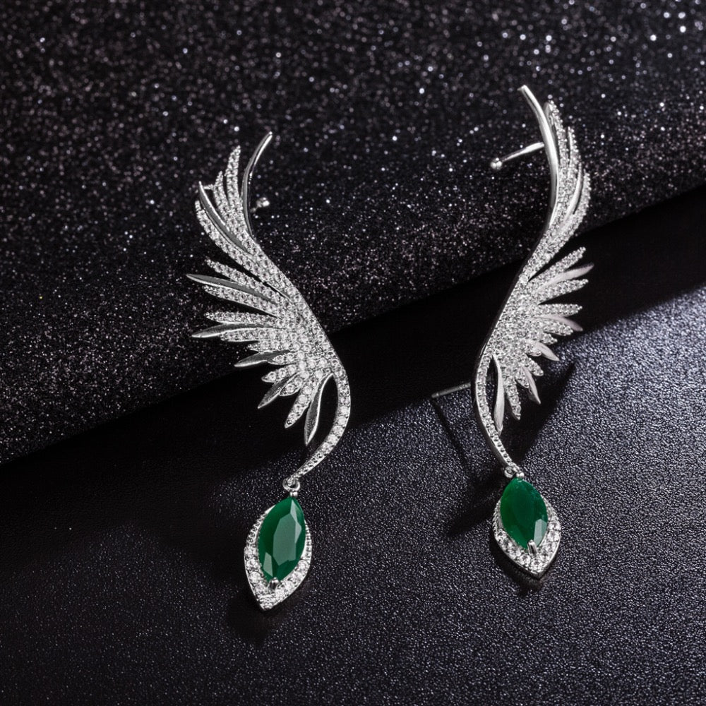 Elegant Green Cubic Zirconia Dangle Earrings for Wedding & Bridal Jewelry - Perfect for Bridesmaids, Formal Events & Special Occasions