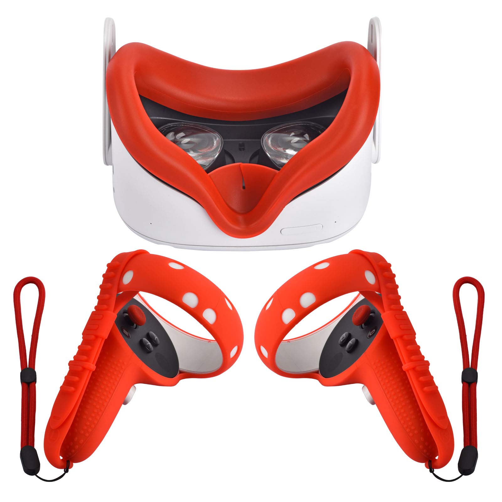 XIAOGE VR Headset Accessories for Oculus Quest 2 - Face Cover Combo Set, Sweatproof & Anti-Collision Controller Grips for Enhanced Gaming Comfort (Perfect for Fitness VR, Beat Saber & Long Gaming Sessions)