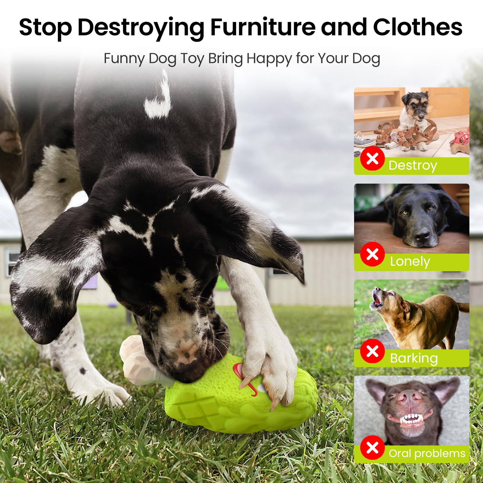 RUXAN Indestructible Dog Chew Toys for Aggressive Chewers - Durable Natural Rubber Interactive Treat Toy with Milk Flavor for Medium & Large Dogs - Perfect for Chewing, Chasing, Fetching & Playtime Training