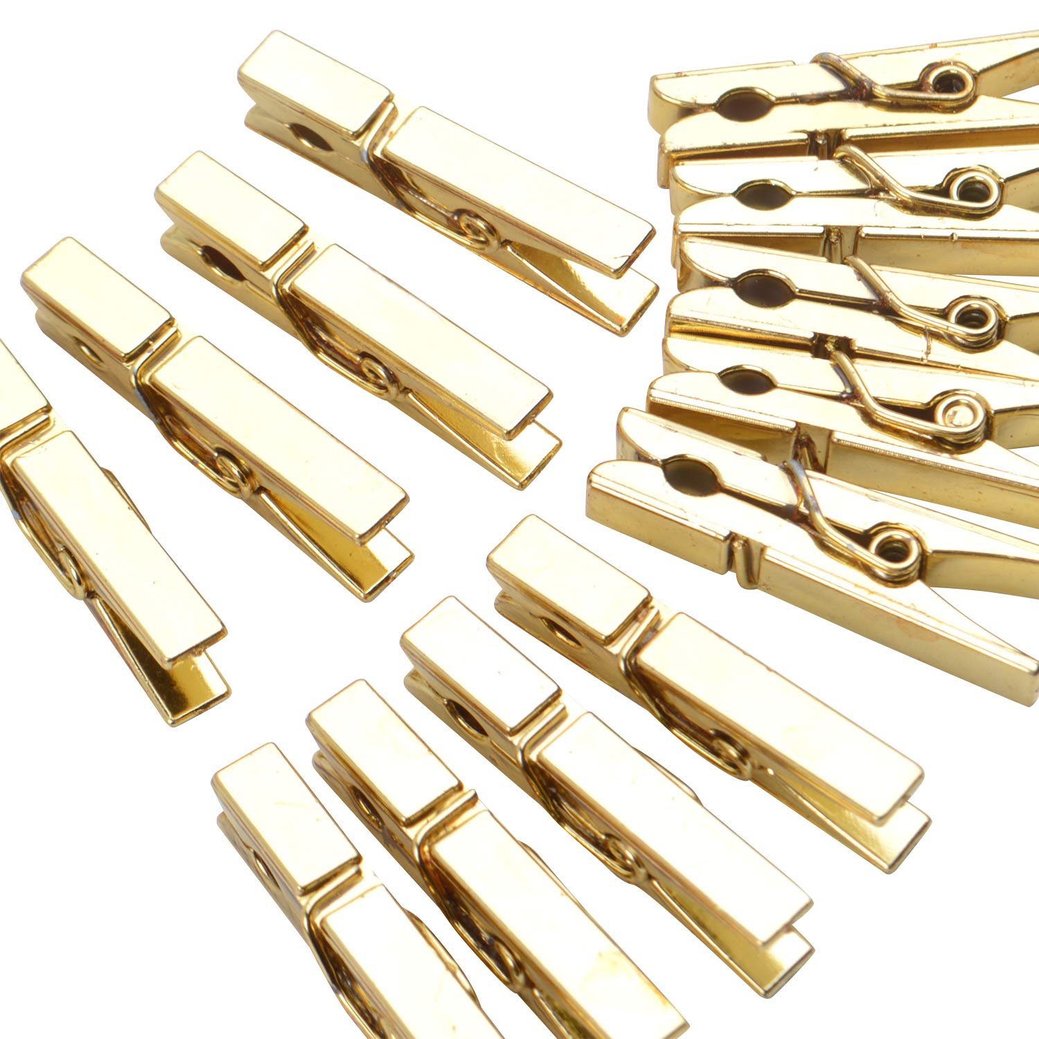 100-Pack Mini Plastic Clips - 3.5cm Gold Utility Clips for Photos, Papers, Clothesline - Perfect for Home, Office & Craft Organization