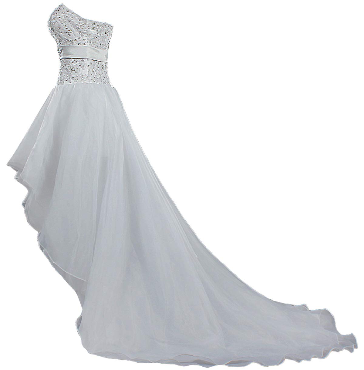 Elegant Organza High-Low Wedding Dress for Women – Perfect for Bridal, Casual, and Beach Weddings