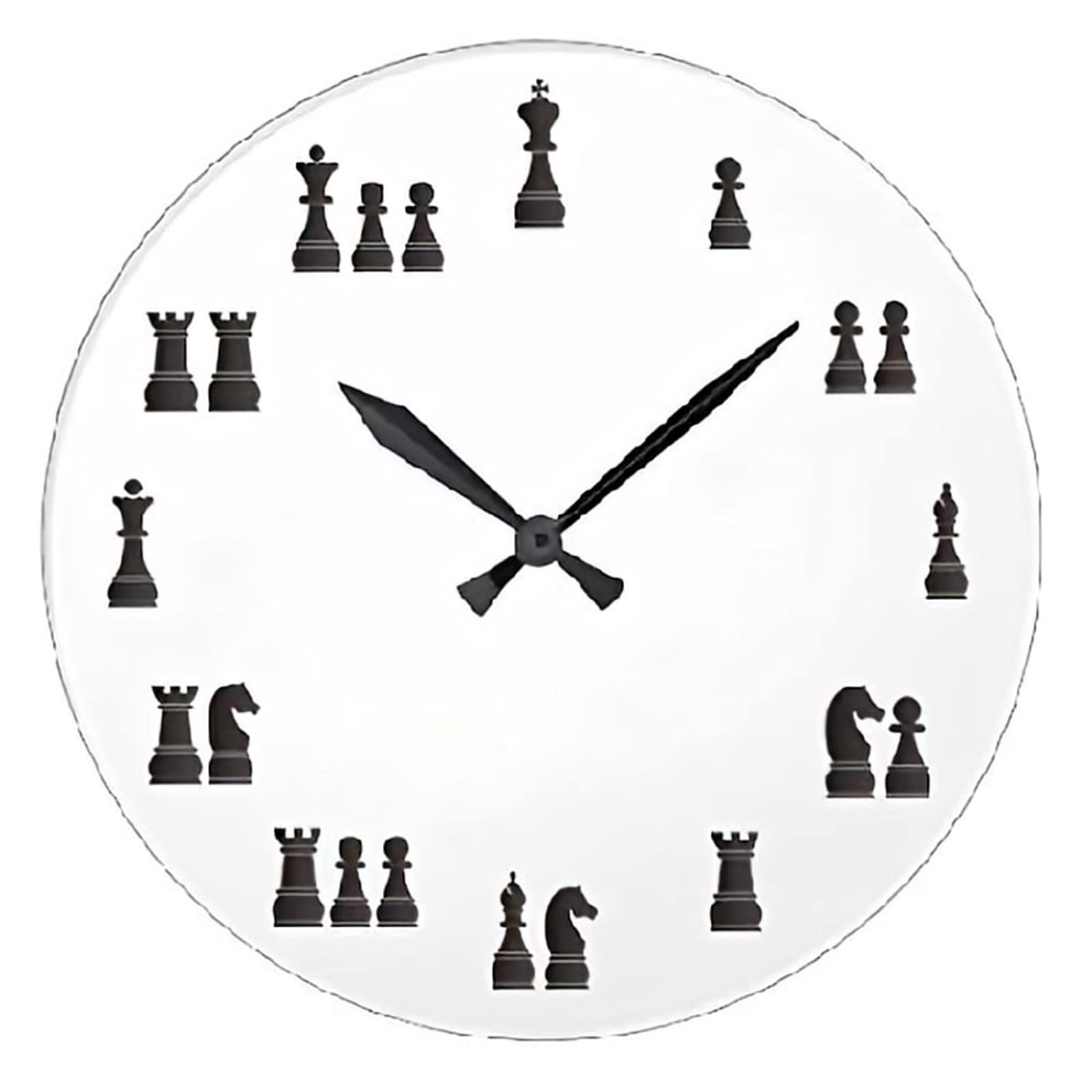 Vintage Wooden Chess Wall Clock - 15 Inch Silent Battery Operated Round Wall Decor for Kids Room, Living Room & Game Room - Large Decorative Hanging Clock with Chess Pieces Design - Perfect for Home, Office and Chess Lovers Gift
