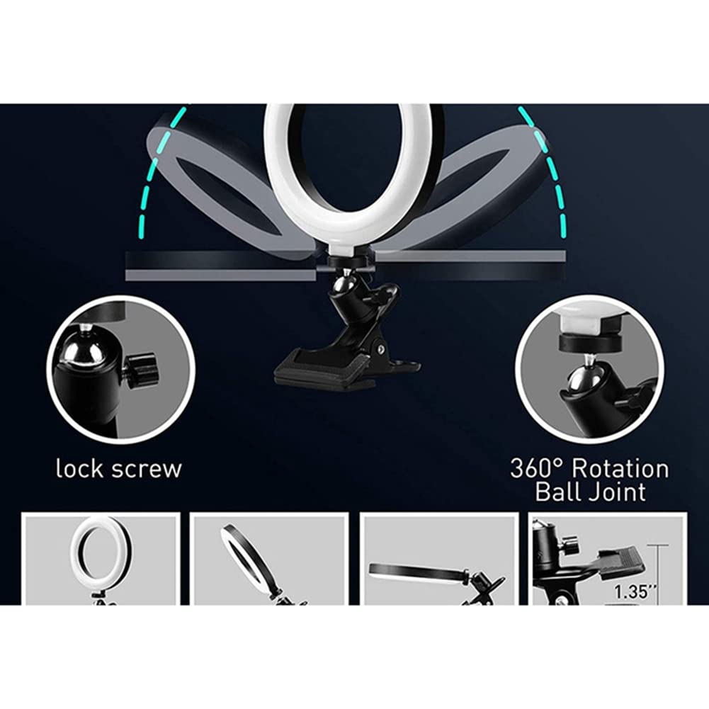 Bakkeny 16cm Selfie Ring Light with Tripod for Laptop & Phone - Perfect for Video Conferences & Live Streaming