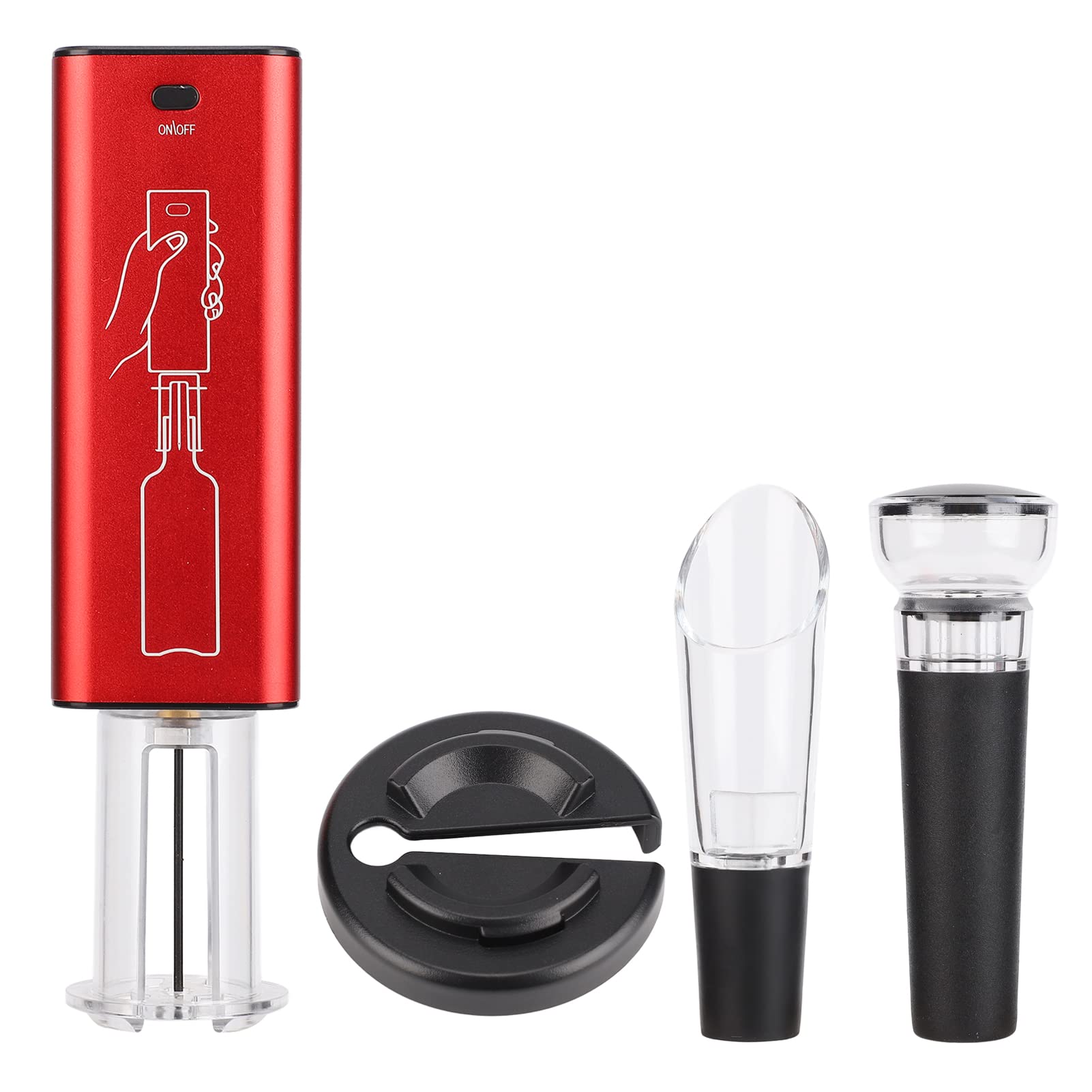 Bewinner 4-in-1 Electric Wine Opener Set with USB Charging Cable, Pourer, Vacuum Stopper & Foil Cutter - Perfect Wine Accessories Gift for Wine Lovers - Ideal for Home Entertaining, Parties & Wine Tasting Events