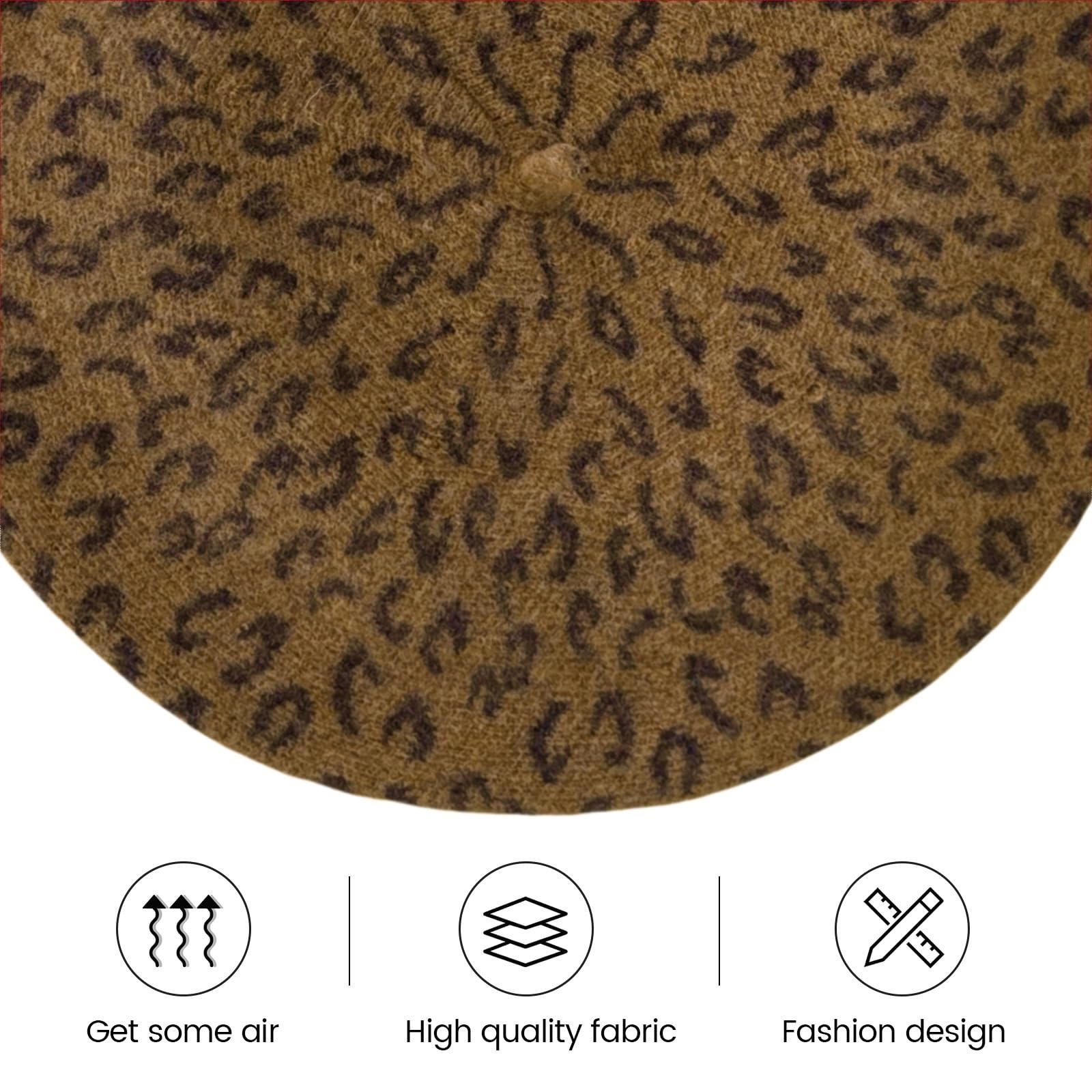 Classic Wool Leopard Print Beret Hat for Women & Men - French Painter Style Winter Warm Hat for Fashion & Outdoor Activities