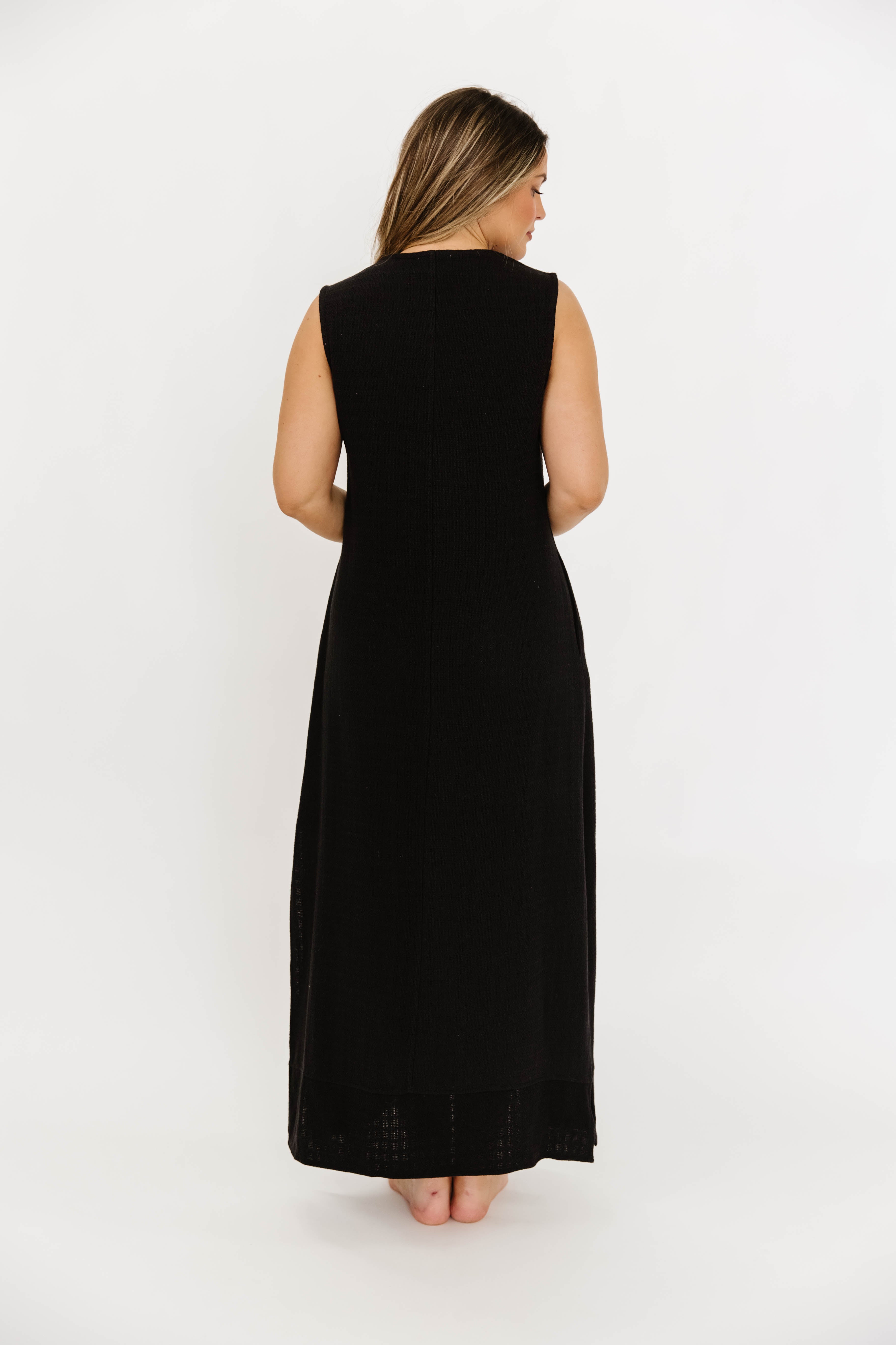 How Sweet It Is Sleeveless Linen Blend Maxi Dress in Black - Bump Friendly Maternity Wear for Summer Beach Vacations & Outdoor Events