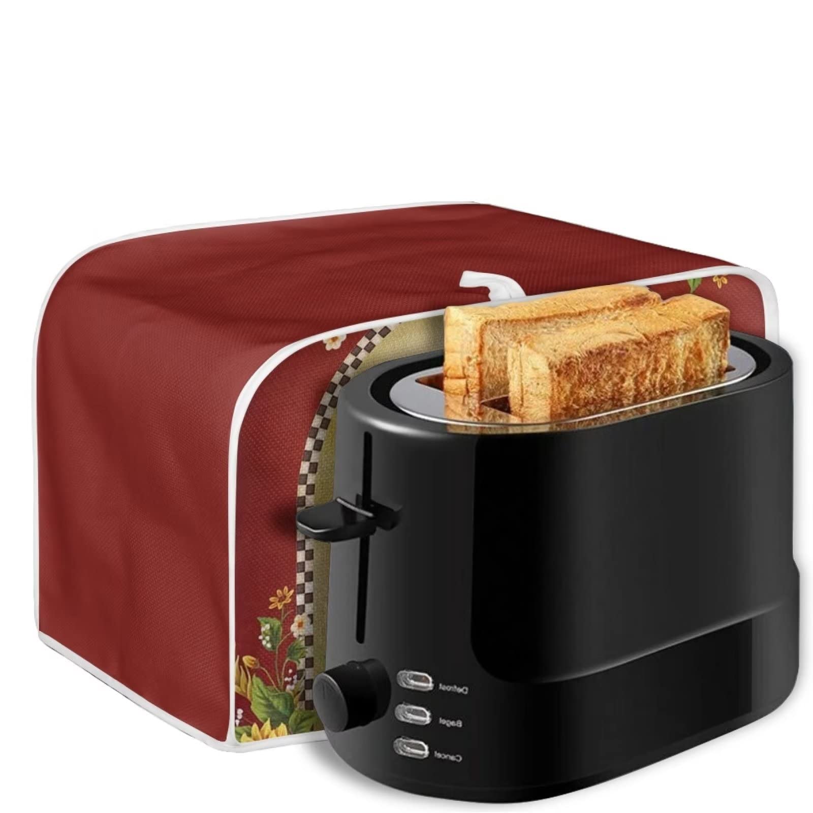 Sunflower Rooster Toaster Cover for 4-Slice Toaster - Cute Chicken Print Kitchen Appliance Dust Protector for Microwave & Bread Maker - Perfect for Farmhouse & Country Style Kitchens