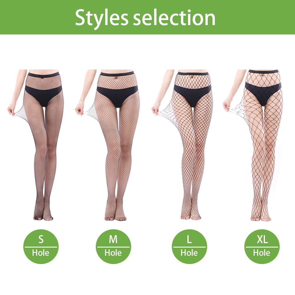 Confonze Women's Fishnet Stockings - High Waist Sexy Sheer Mesh Pantyhose for Party, Halloween & Cosplay Costume Accessories