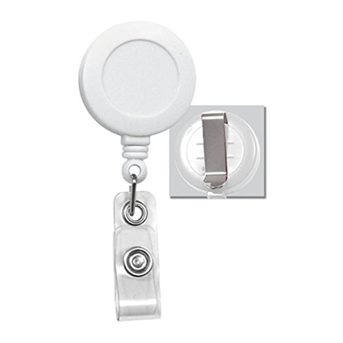 100-Pack White Badge Reels with Clear Vinyl Strap & Belt Clip - Professional ID Card Holders for Work, Security, Hospitals, and Events