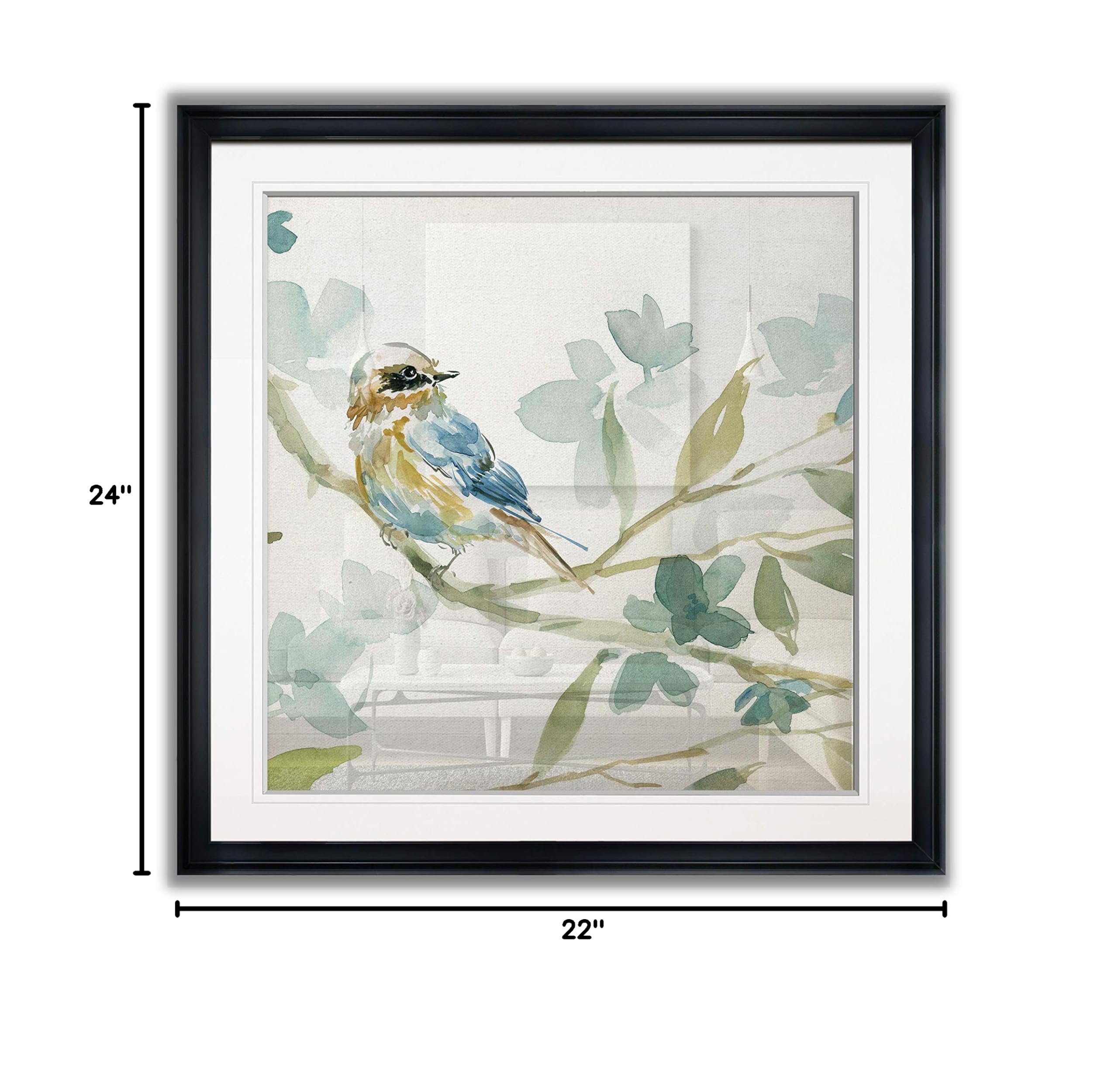 Renditions Gallery Spring Melody I Framed Giclee Canvas Print - Contemporary Bird Art Painting, Scenic Wildlife Wall Decor for Living Room, Bedroom & Office