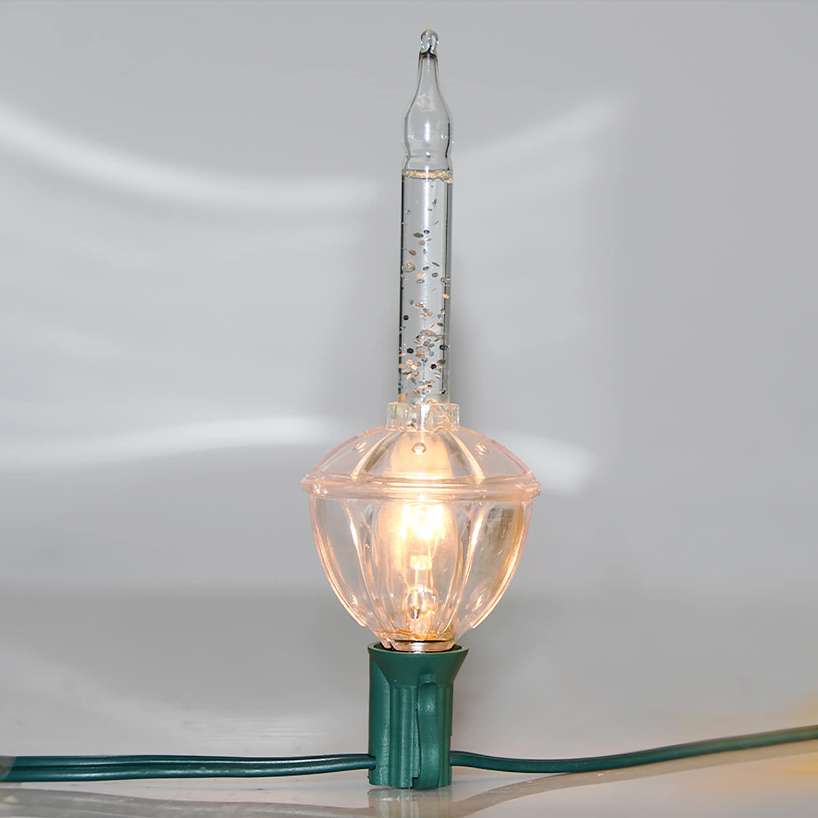 4 Pack Christmas Bubble Lights Replacement Bulbs - Silver Glitter C7 E12 Candelabra Base Bulbs - Traditional Bubble Night Lights for Tree Decor - Perfect for Holiday Home, Party & Festive Decorations