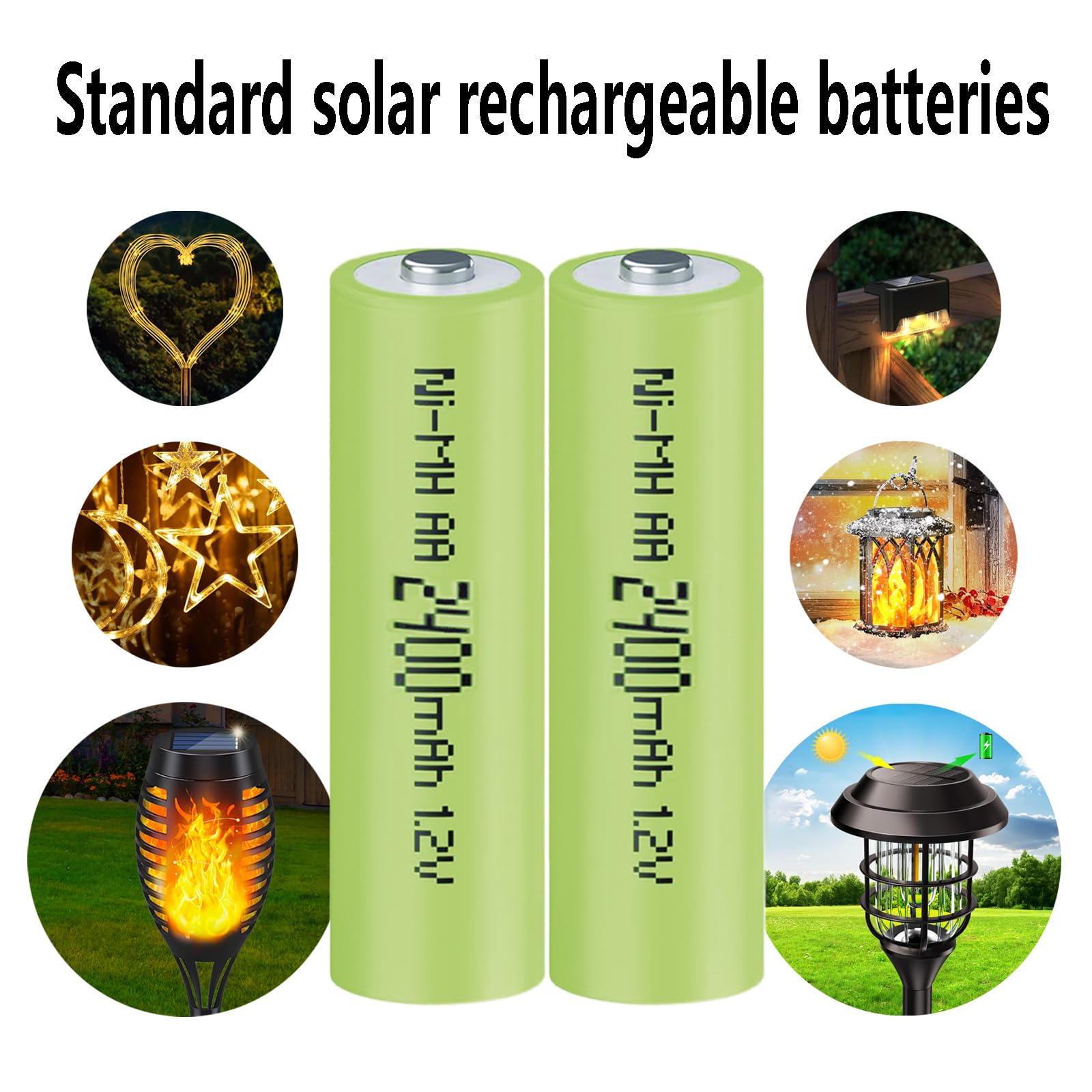 12-Pack AA 2400mAh Rechargeable Ni-MH Batteries - 1.2V High Capacity Low Self Discharge - Perfect for Solar Lights, Wireless Mouse, Keyboard, Microphones & Outdoor Gadgets