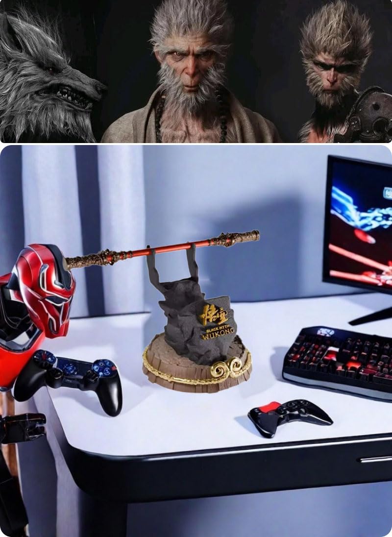 Black Myth: Xbox ONE PS5 PS4 PC Game Controller Stand - Detachable Bronzecloud Ruyi Staff Design for Steelseries Steam & More | Desktop Gaming Accessories Organizer | Perfect for Gaming Setups & Display Collections