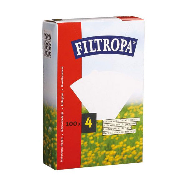 Filtropa #4 Unbleached Paper Coffee Filters - 100 Count | Compatible with Drip Coffee Makers & Pour Over Brewing
