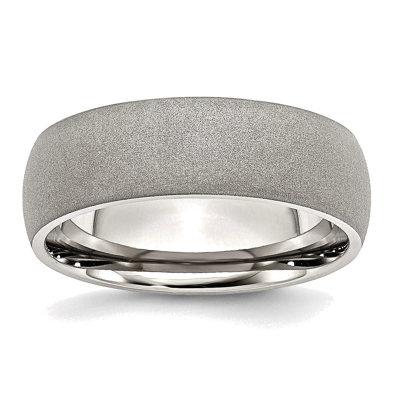 Bonyak Stainless Steel 7mm Stone Finish Band Ring - Size 9 | Durable Wedding Band, Anniversary Gift & Everyday Jewelry for Men & Women