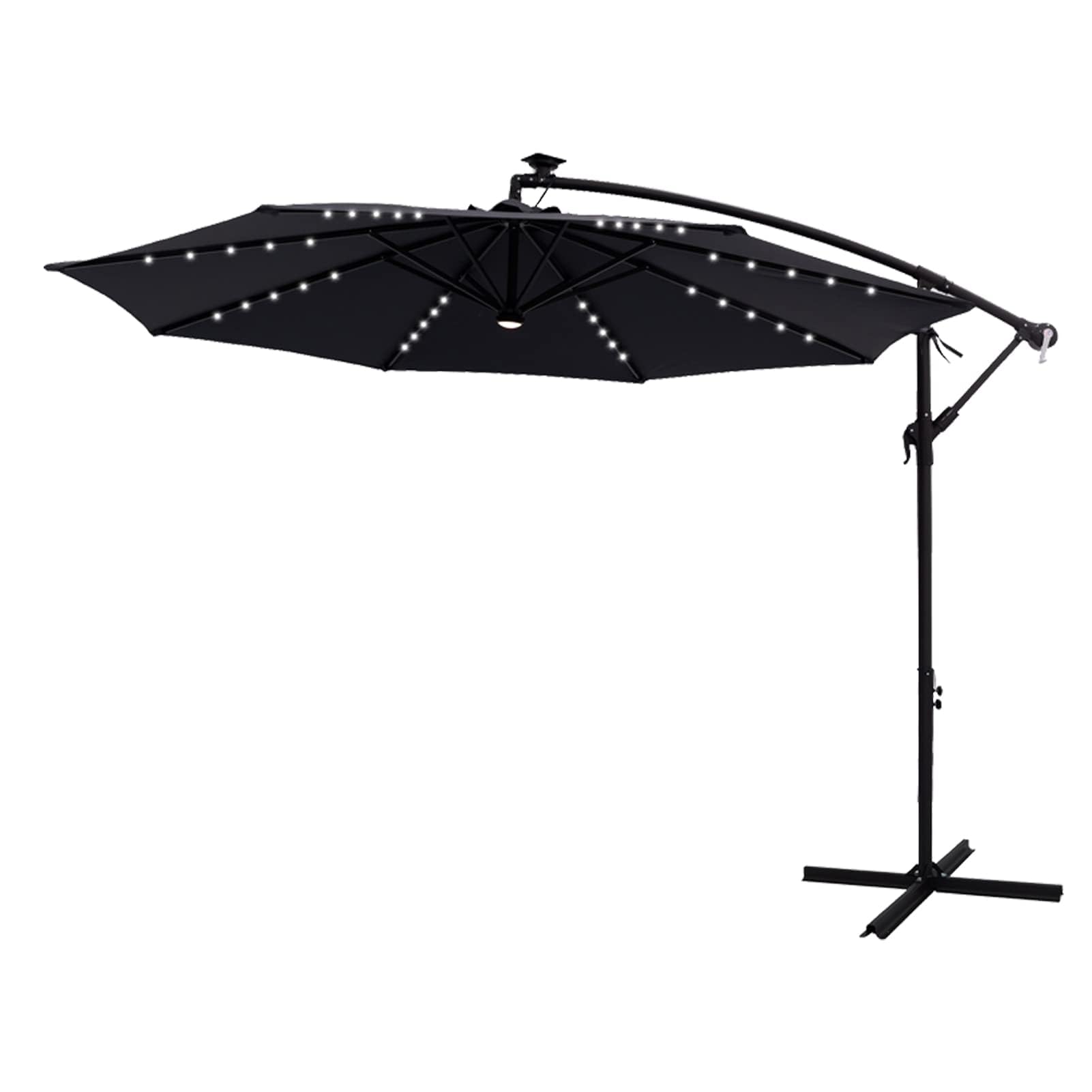 10ft Solar LED Patio Umbrella with Tilt & Crank - Outdoor UV Protection for Pool, Garden, Deck