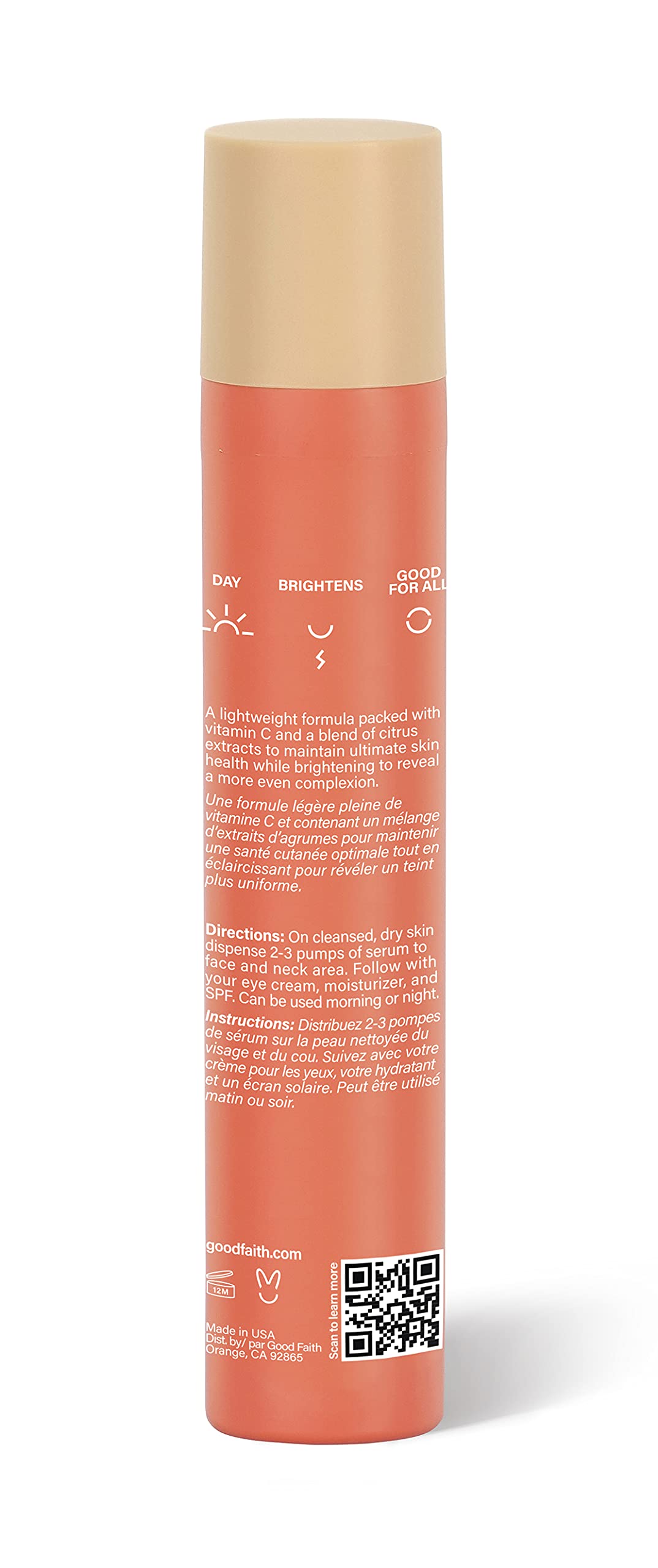 Good Faith Vitamin C Brightening Serum - 1 fl oz Collagen Boosting Face Serum for Radiant Skin - Vegan & Cruelty Free - Perfect for Morning Skincare Routine & Anti-Aging Treatment